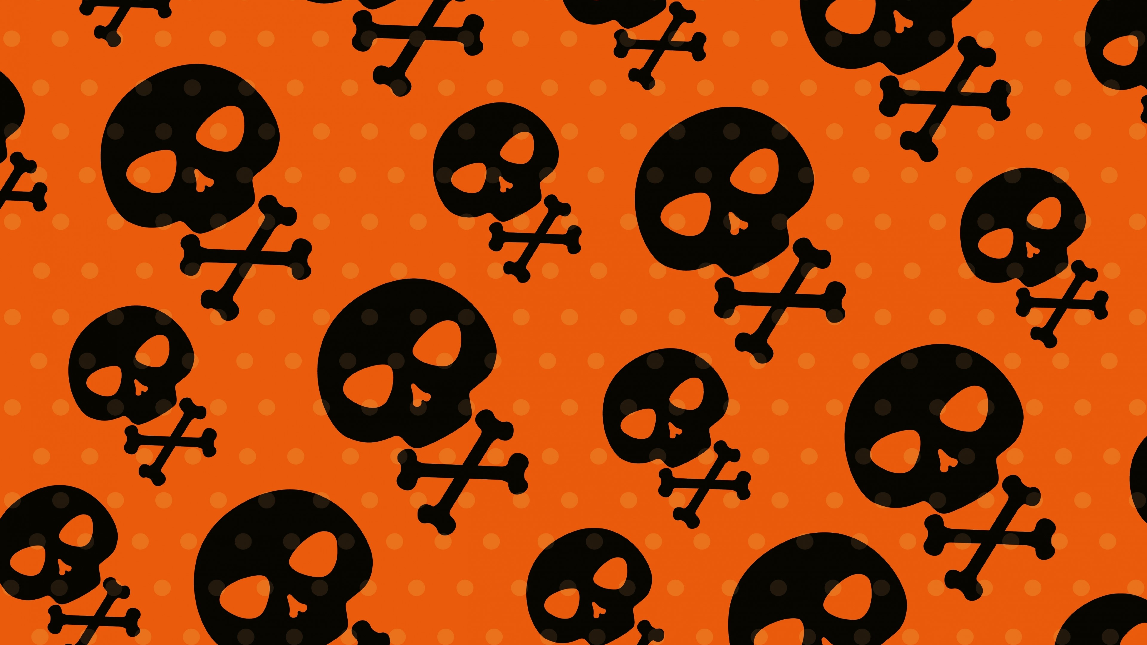 4K Halloween Skull and Crossbones Pattern HD Wallpaper