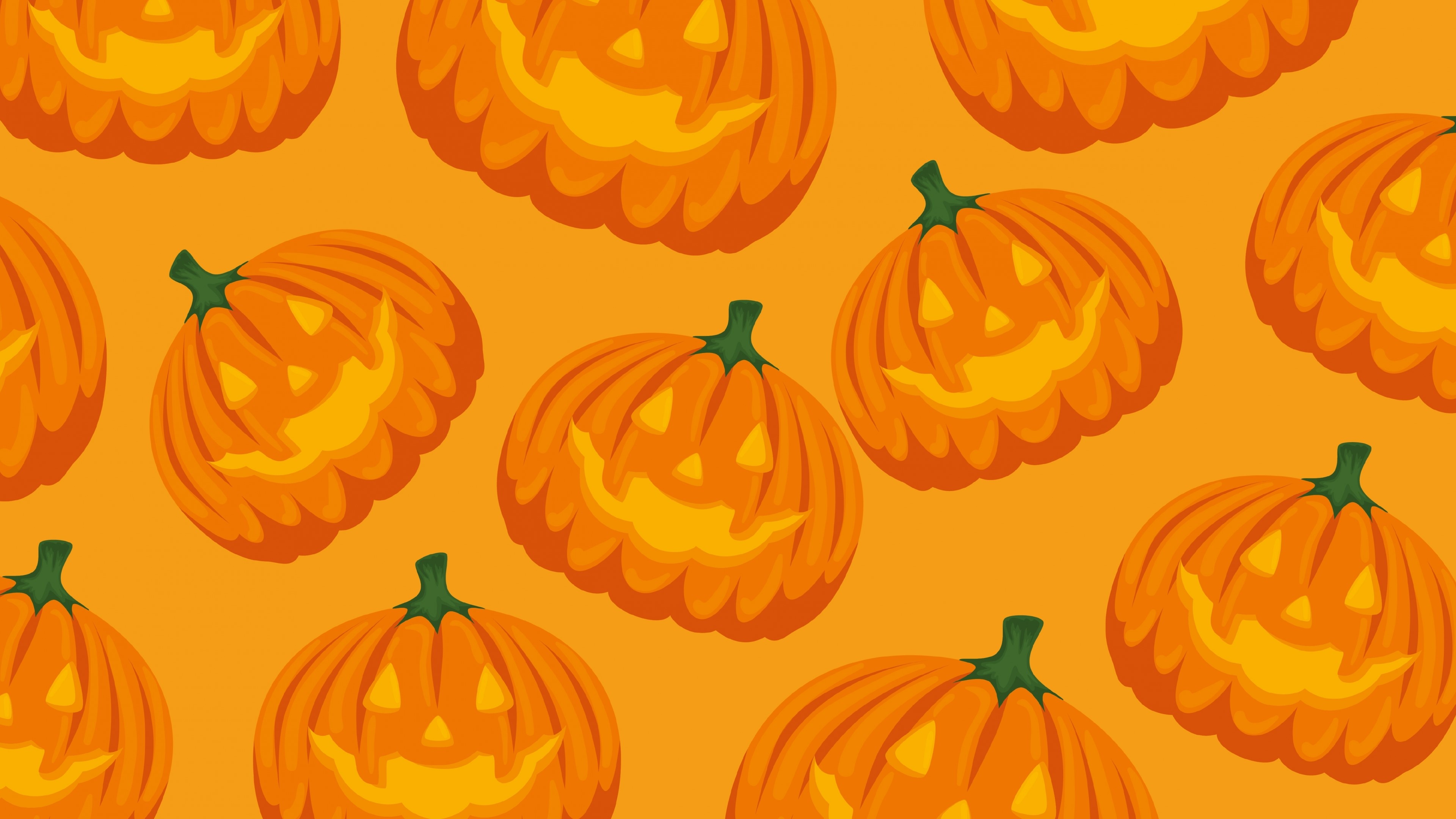 4K Halloween Pumpkins Pattern HD Wallpaper