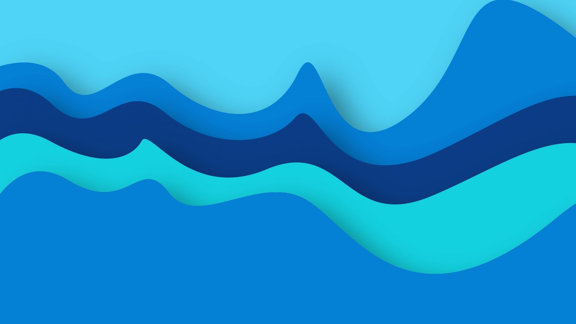 Abstract blue waves with shadows HD Wallpaper