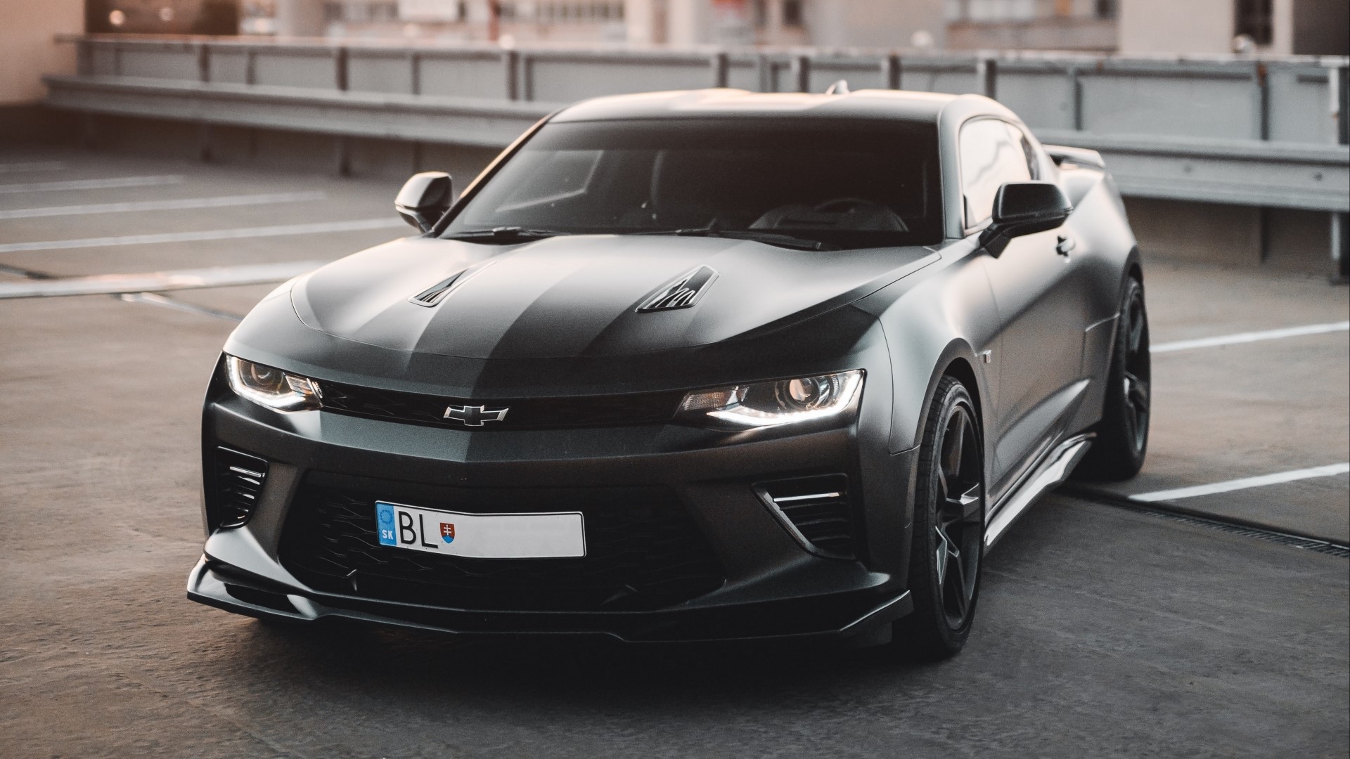 Chevrolet Camaro parked on a rooftop HD Wallpaper