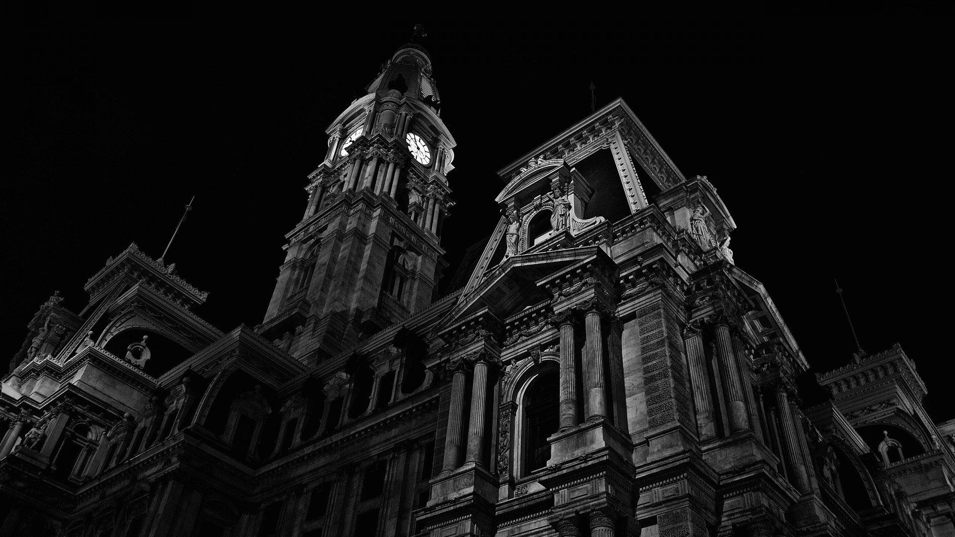 Philadelphia City Hall at night HD Wallpaper