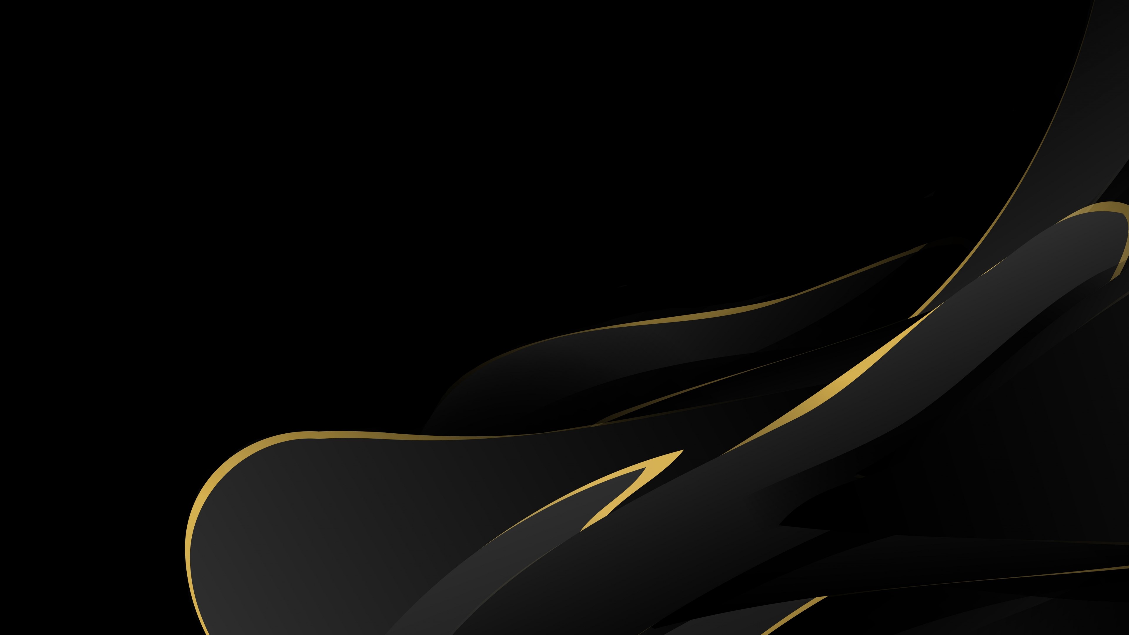 4K Abstract Black and Gold Waves HD Wallpaper