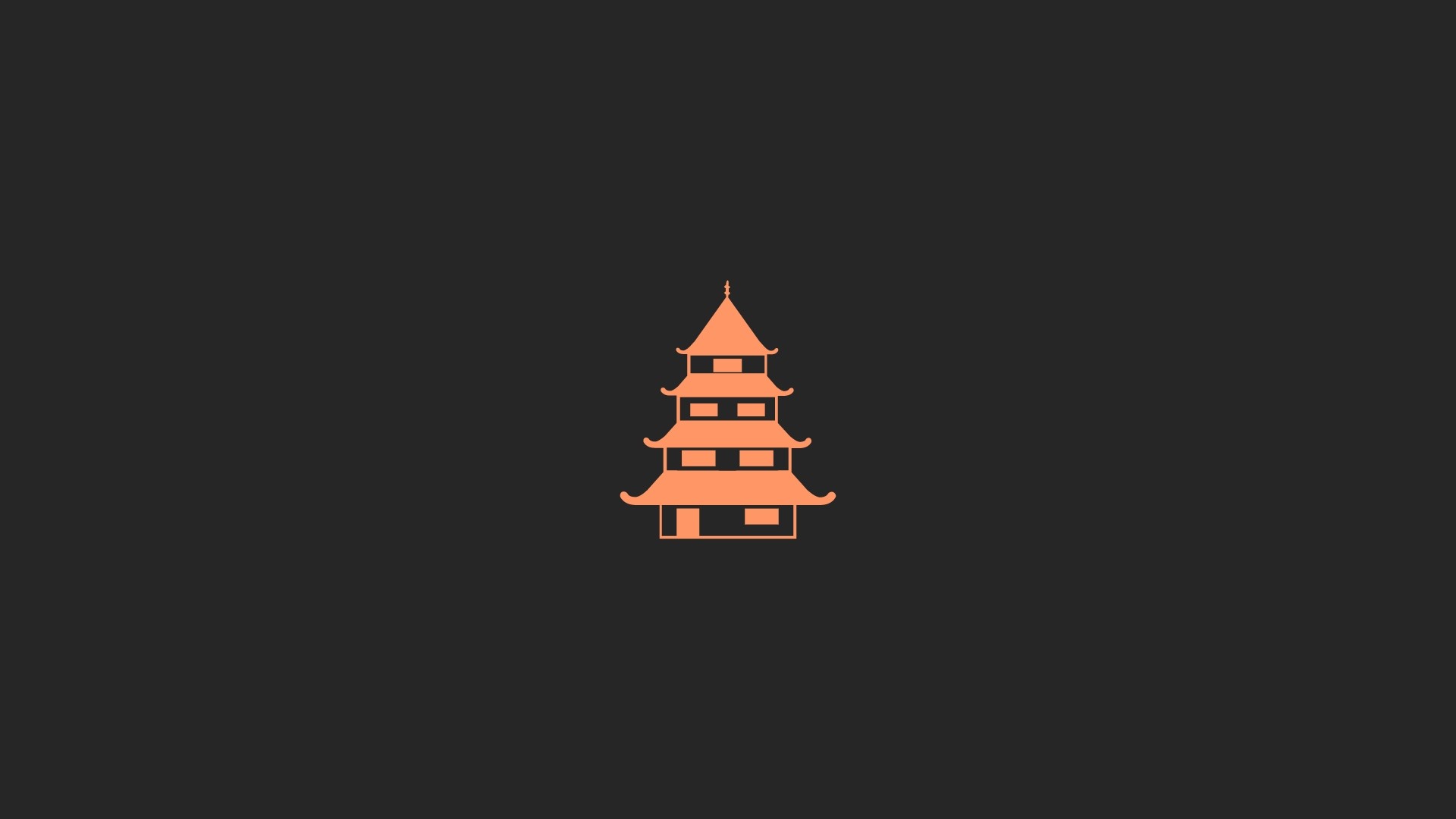 Orange Pagoda on Dark Background HD Wallpaper