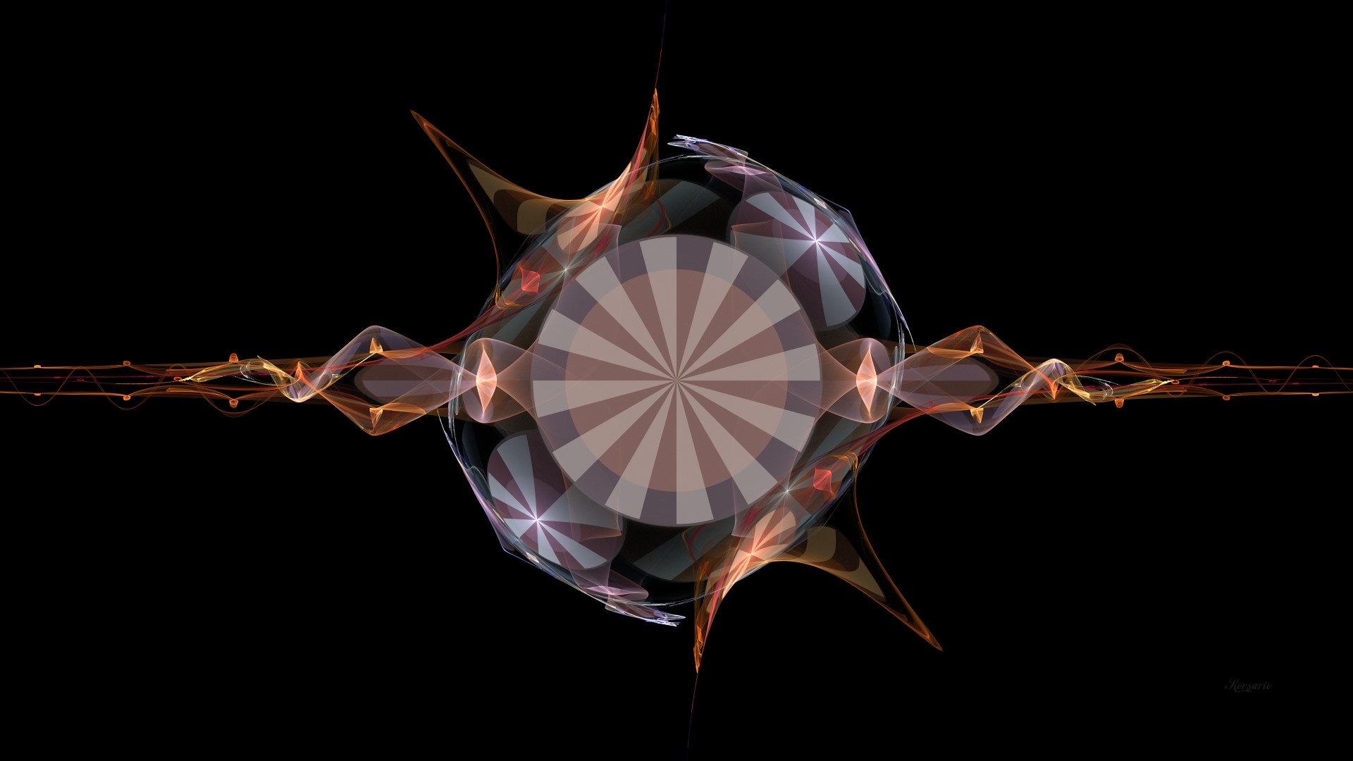 Abstract fractal art with radial patterns and wavy lines HD Wallpaper