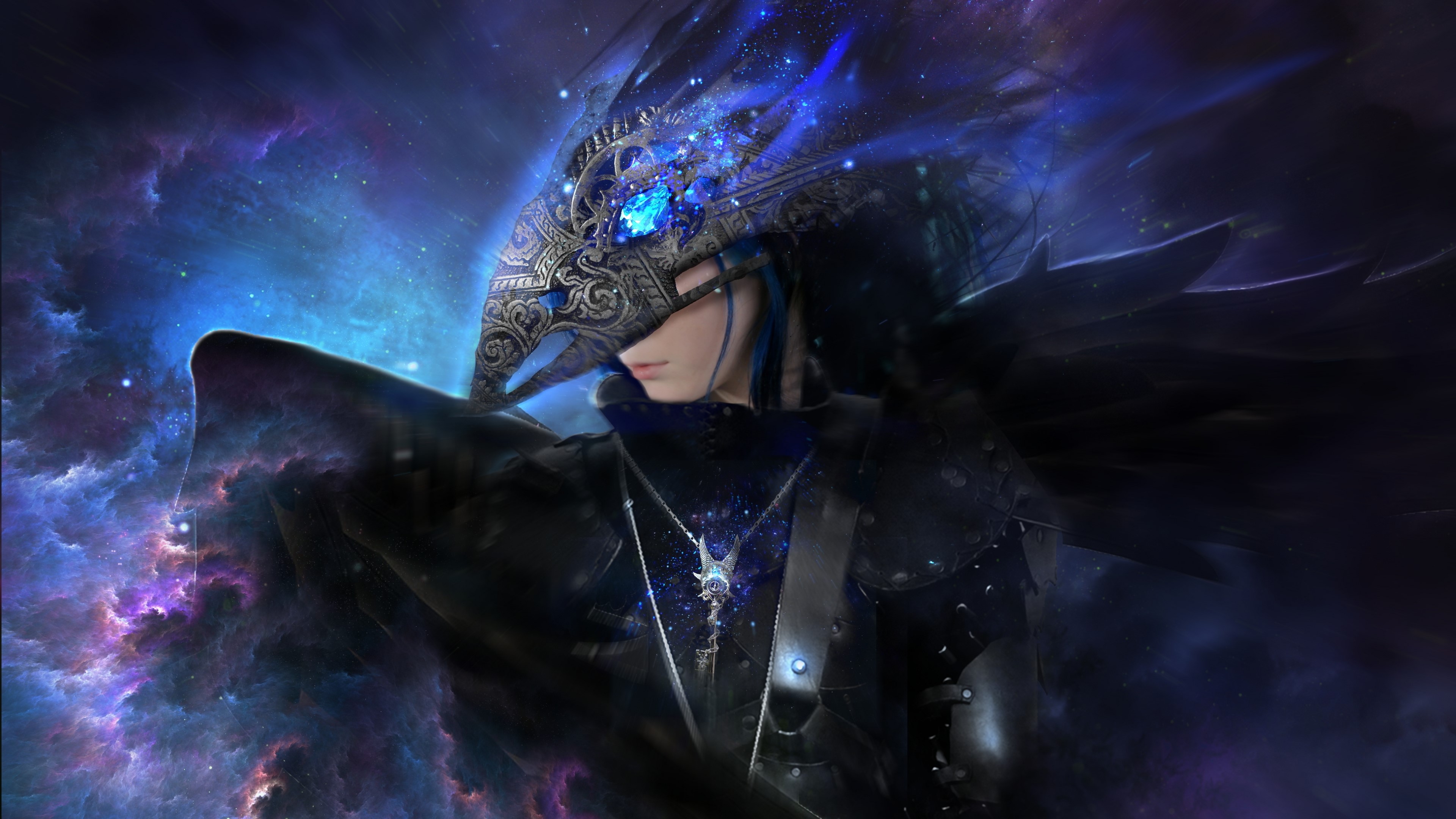 4K Fantasy Character with Cosmic Background HD Wallpaper
