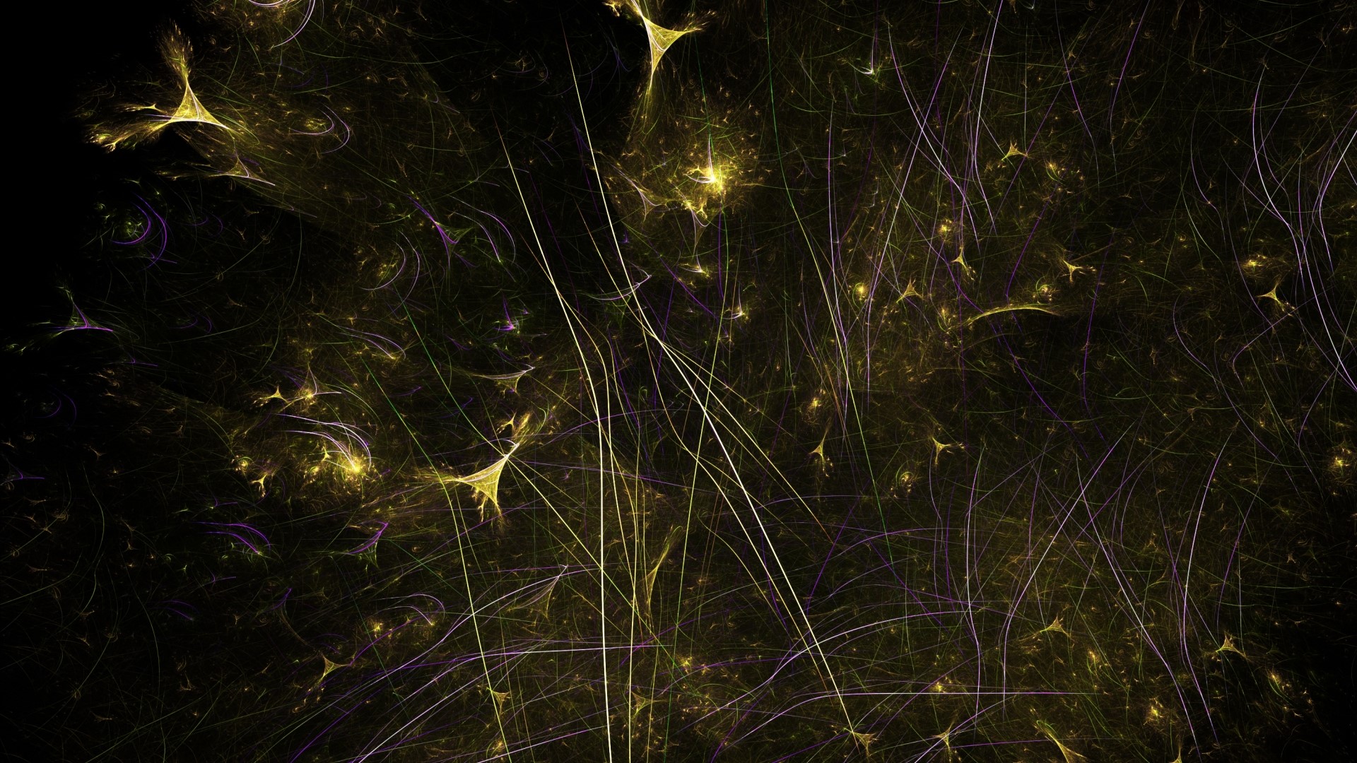 Abstract fractal art with yellow and purple elements HD Wallpaper