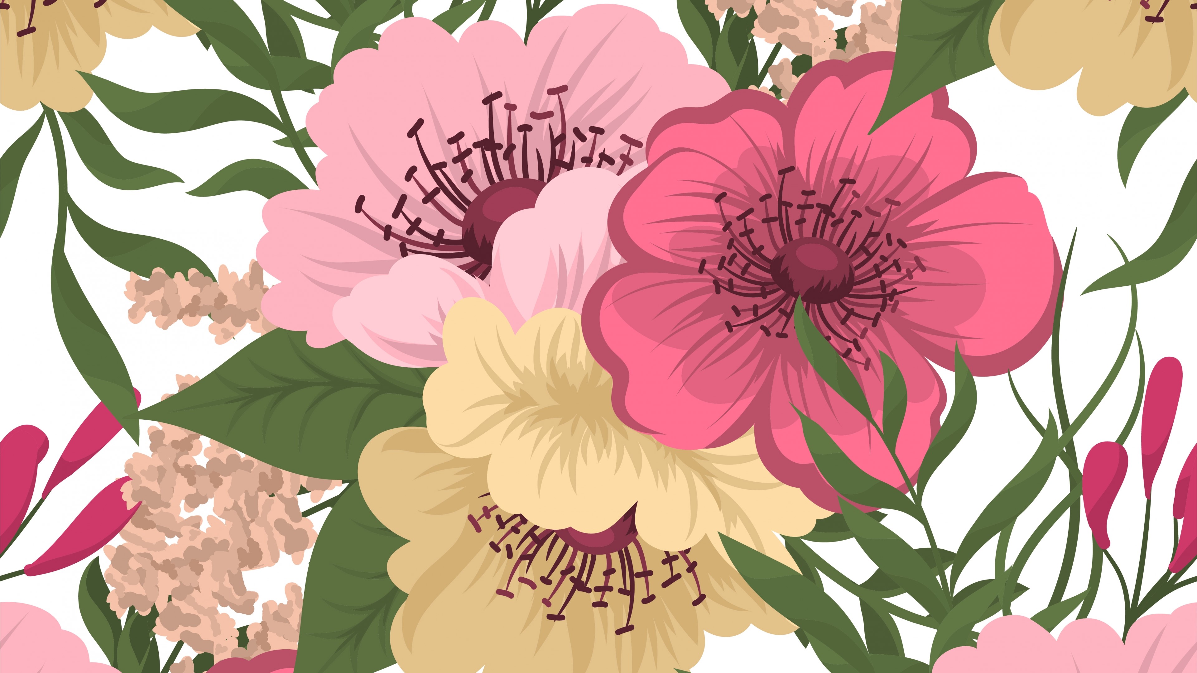 Vector flowers HD Wallpaper