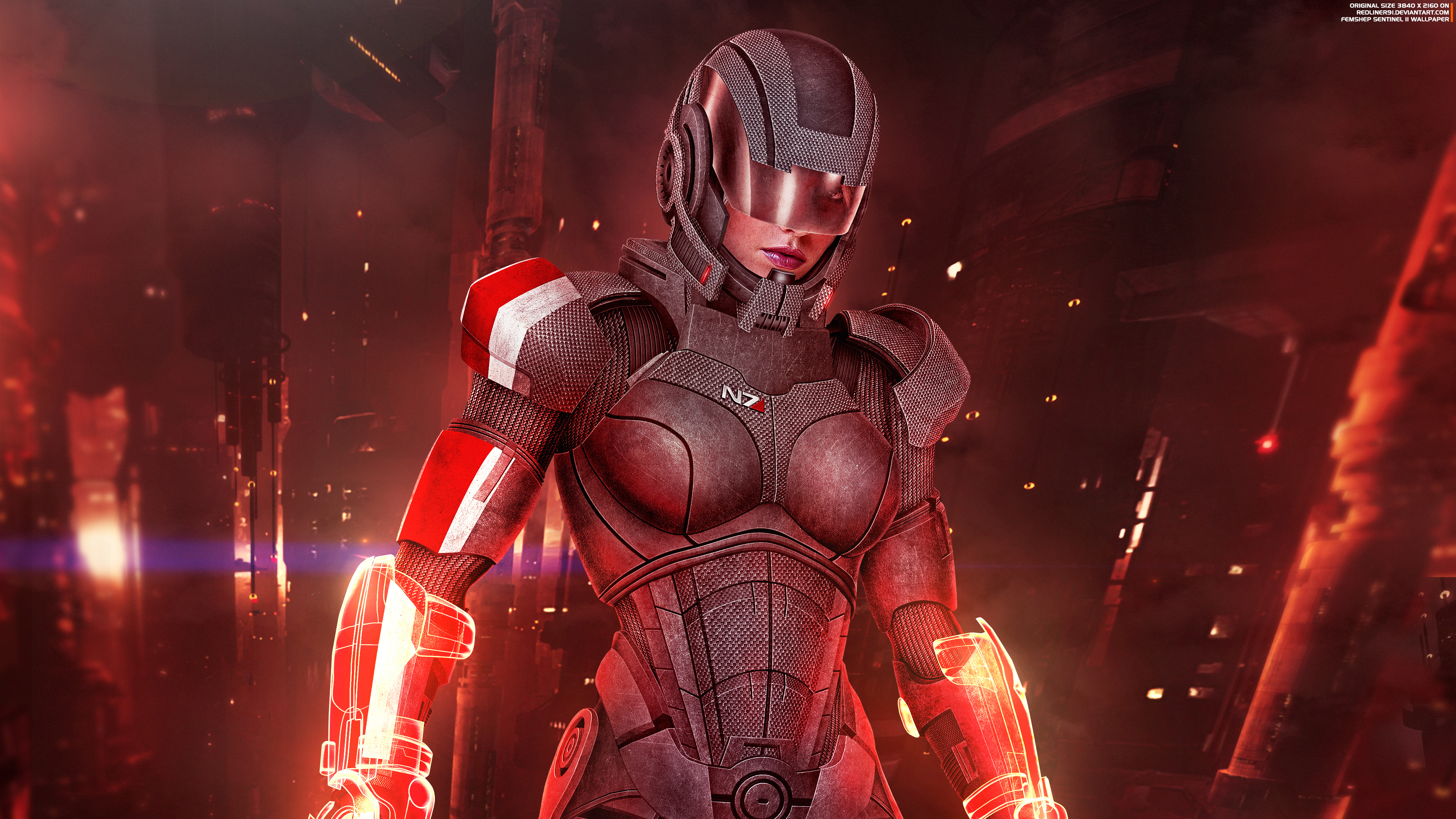 Female Shepard Sentinel from Mass Effect 4K HD Wallpaper