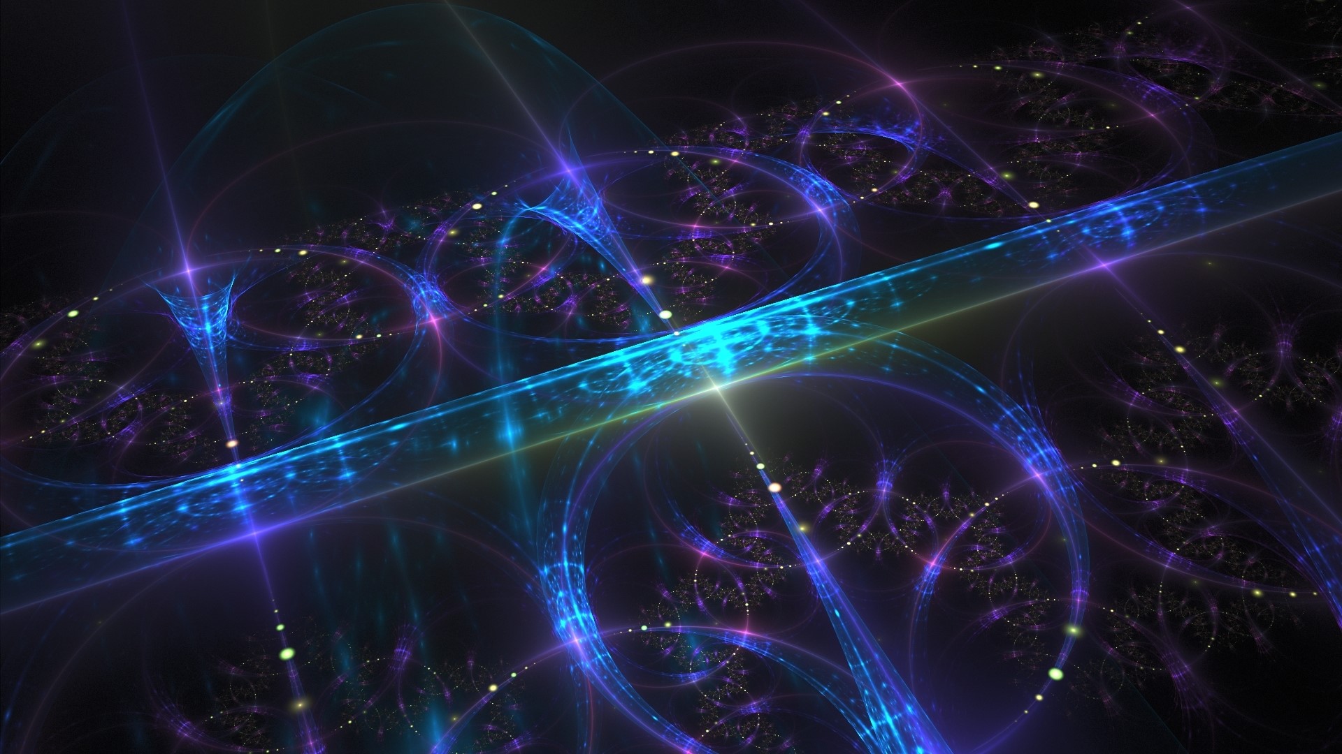 Abstract fractal patterns with blue and purple lights HD Wallpaper