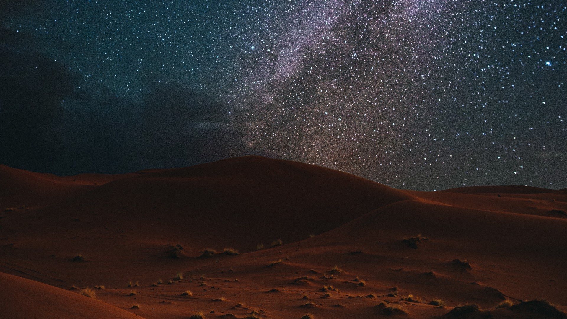 Desert Dunes Under a Starry Night Sky HD Wallpaper