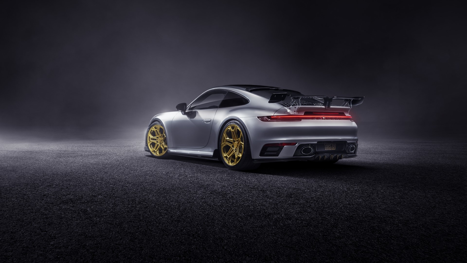 Silver Porsche 911 with Gold Wheels HD Wallpaper