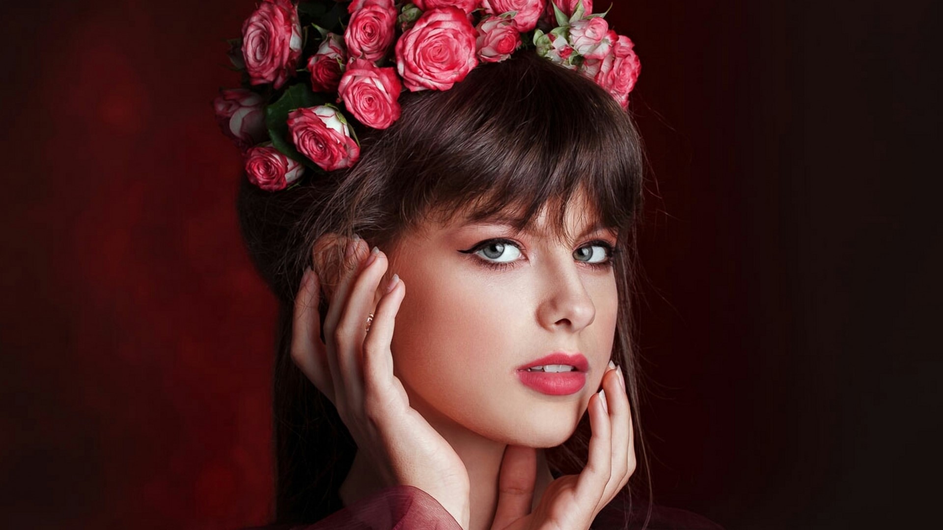 Girl with a flower crown HD Wallpaper