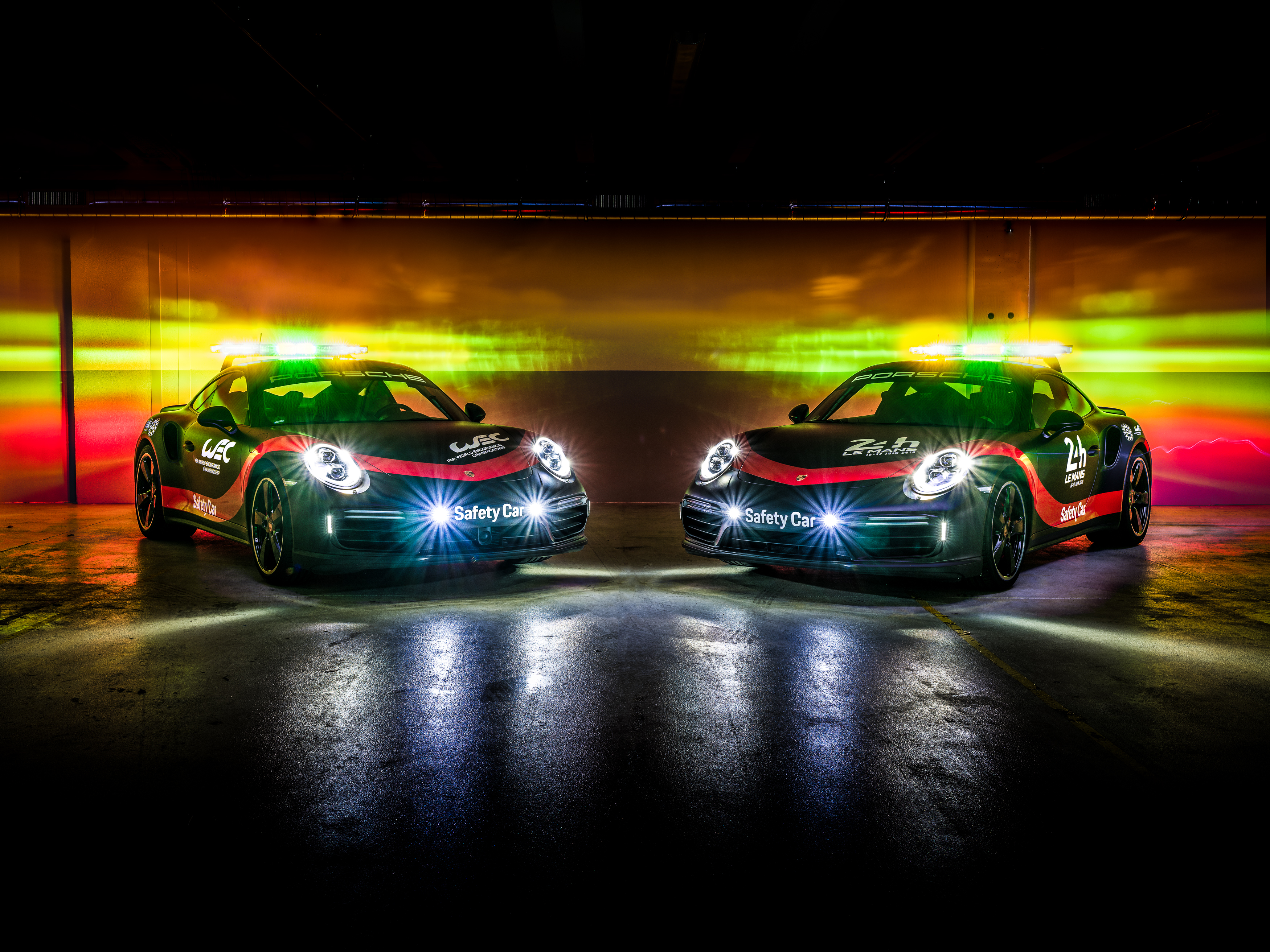 Two Porsche 911 Turbo WEC Safety Cars HD Wallpaper
