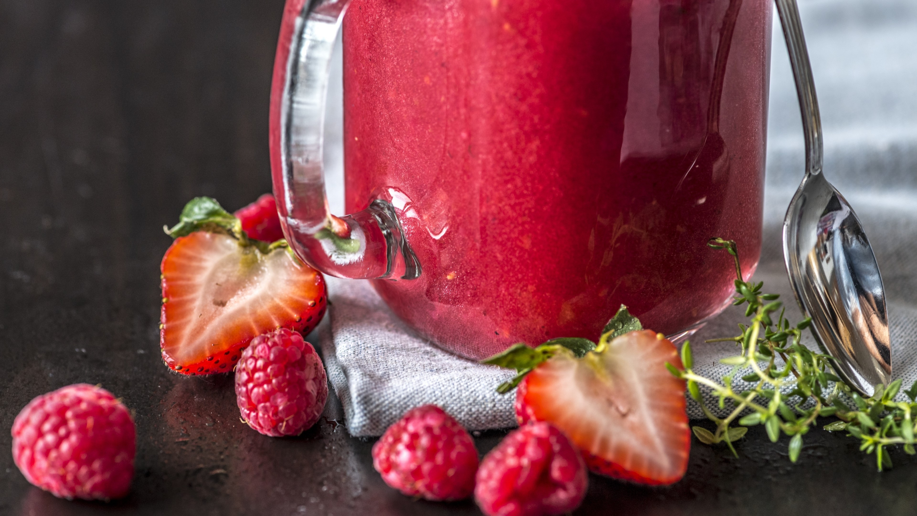 4K Still life with berries and smoothie HD Wallpaper