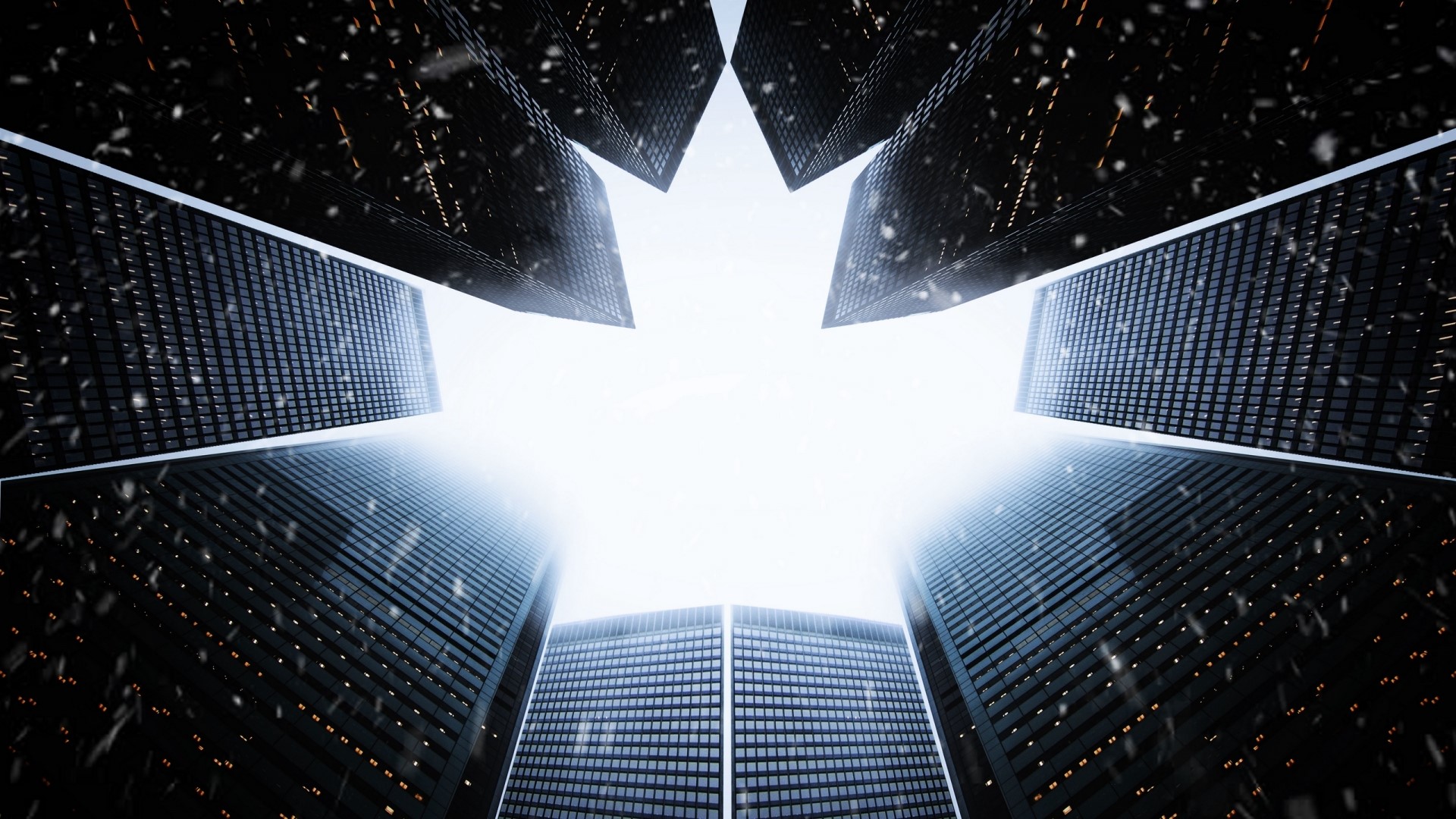 Skyscrapers forming a maple leaf shape HD Wallpaper