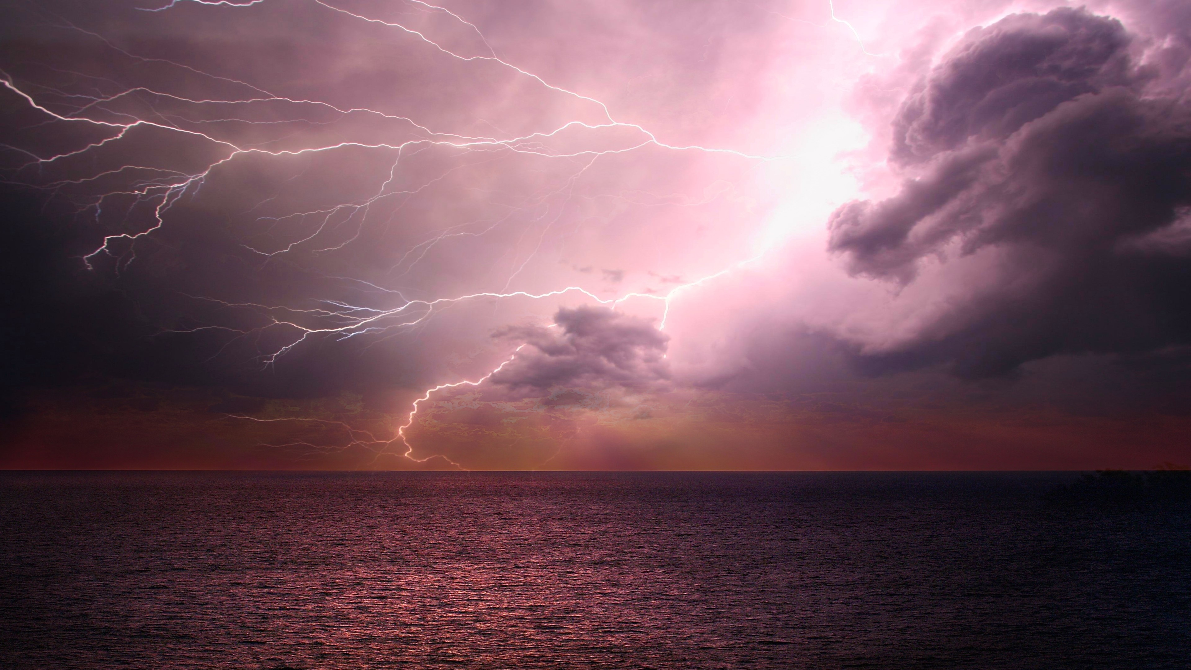 Lightning Storm Over the Ocean HD Wallpaper