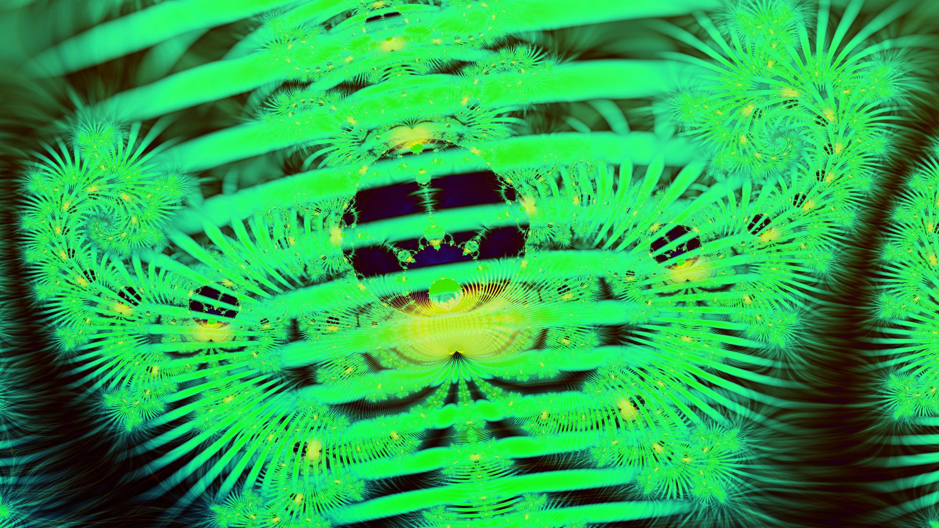 Abstract green fractal patterns HD Wallpaper