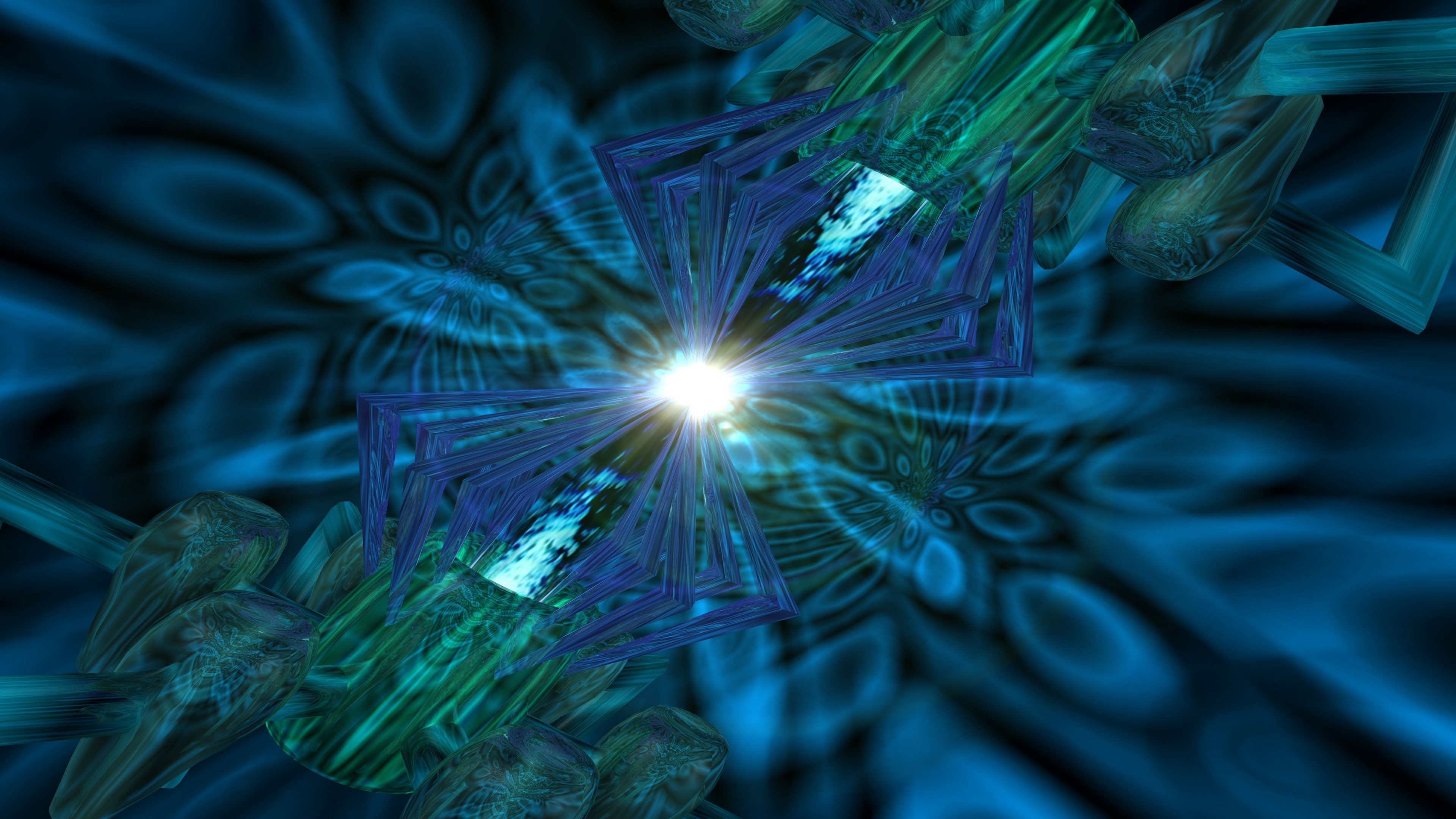 4K Fractal Abstract Blue and Green HD Wallpaper