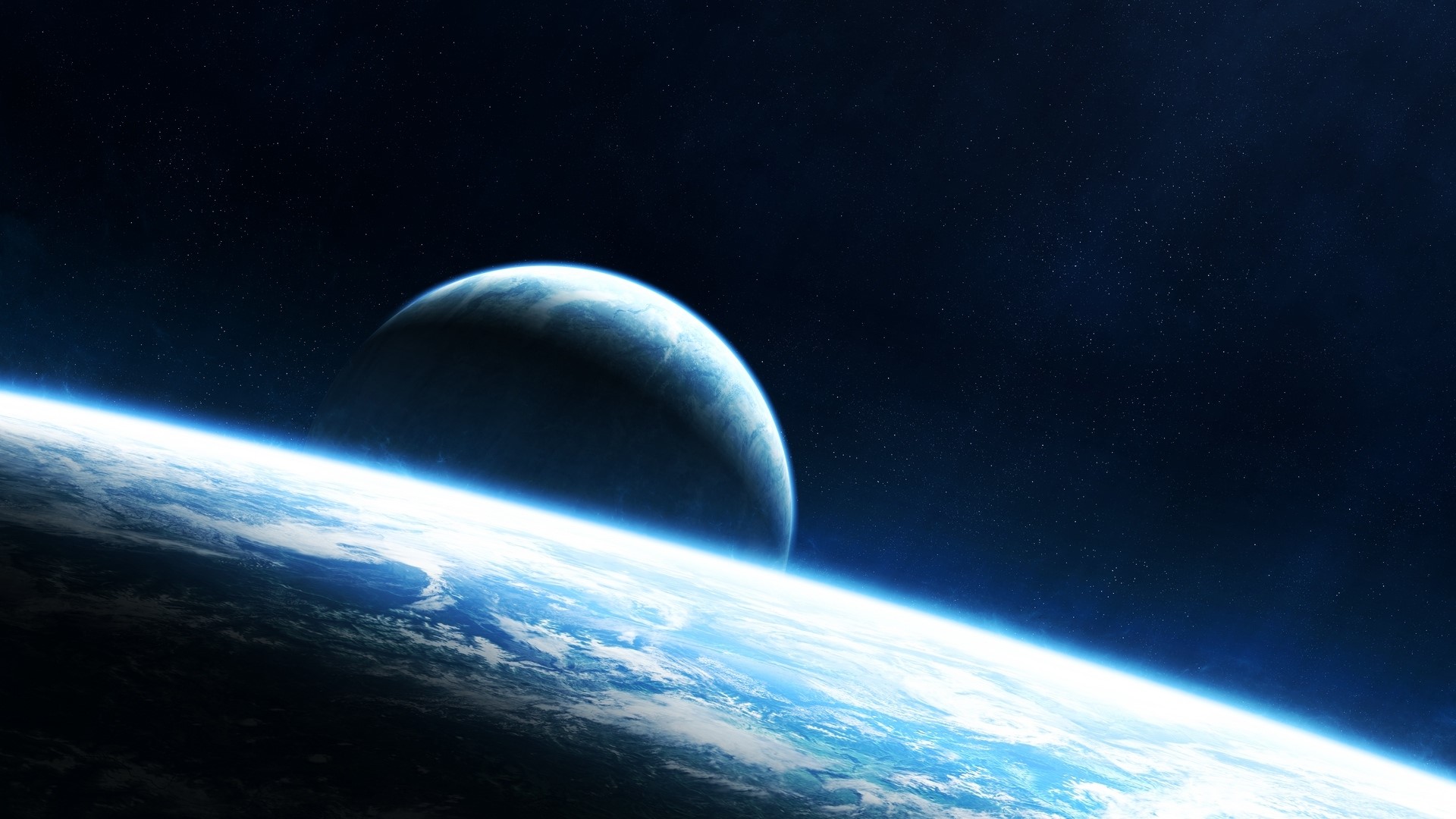 Earth and Moon in Space HD Wallpaper