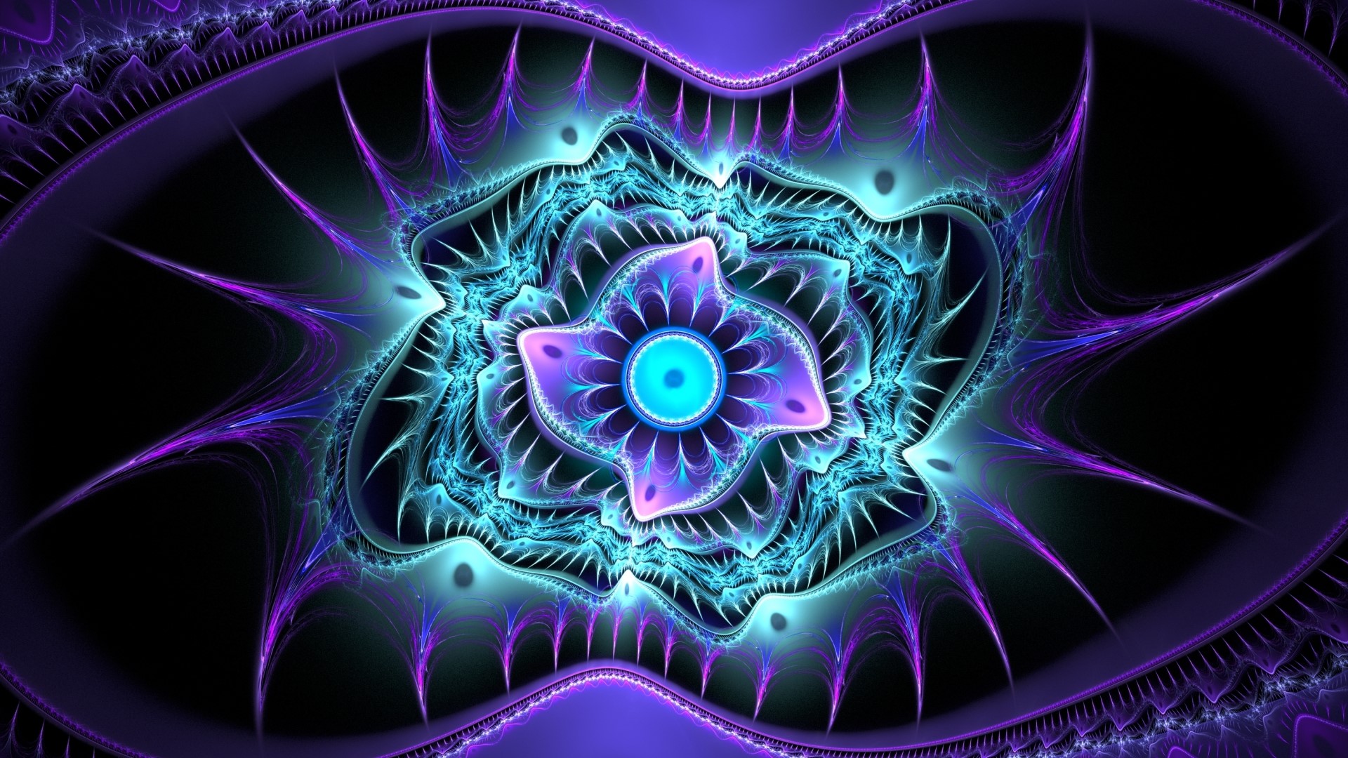 Abstract fractal art with blue and purple colors HD Wallpaper