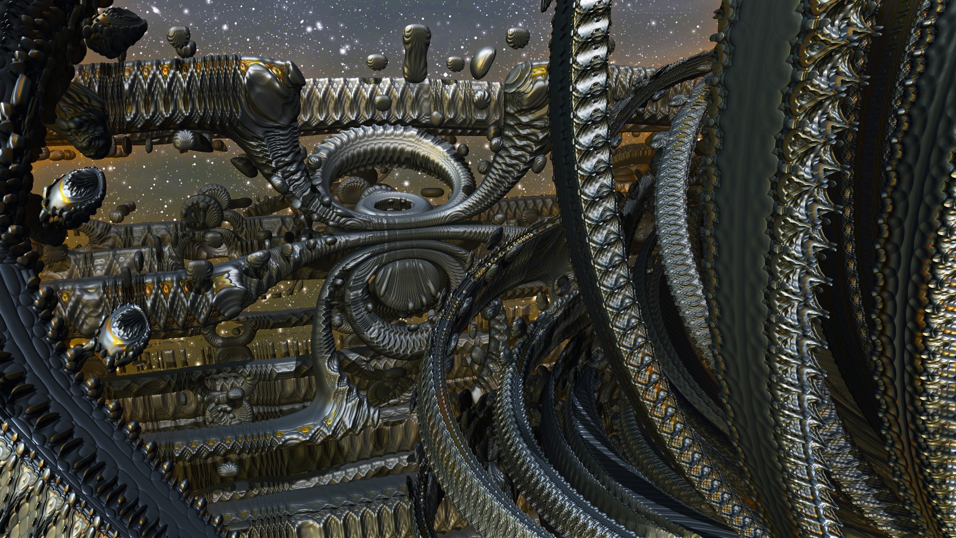 Abstract fractal structure in space HD Wallpaper