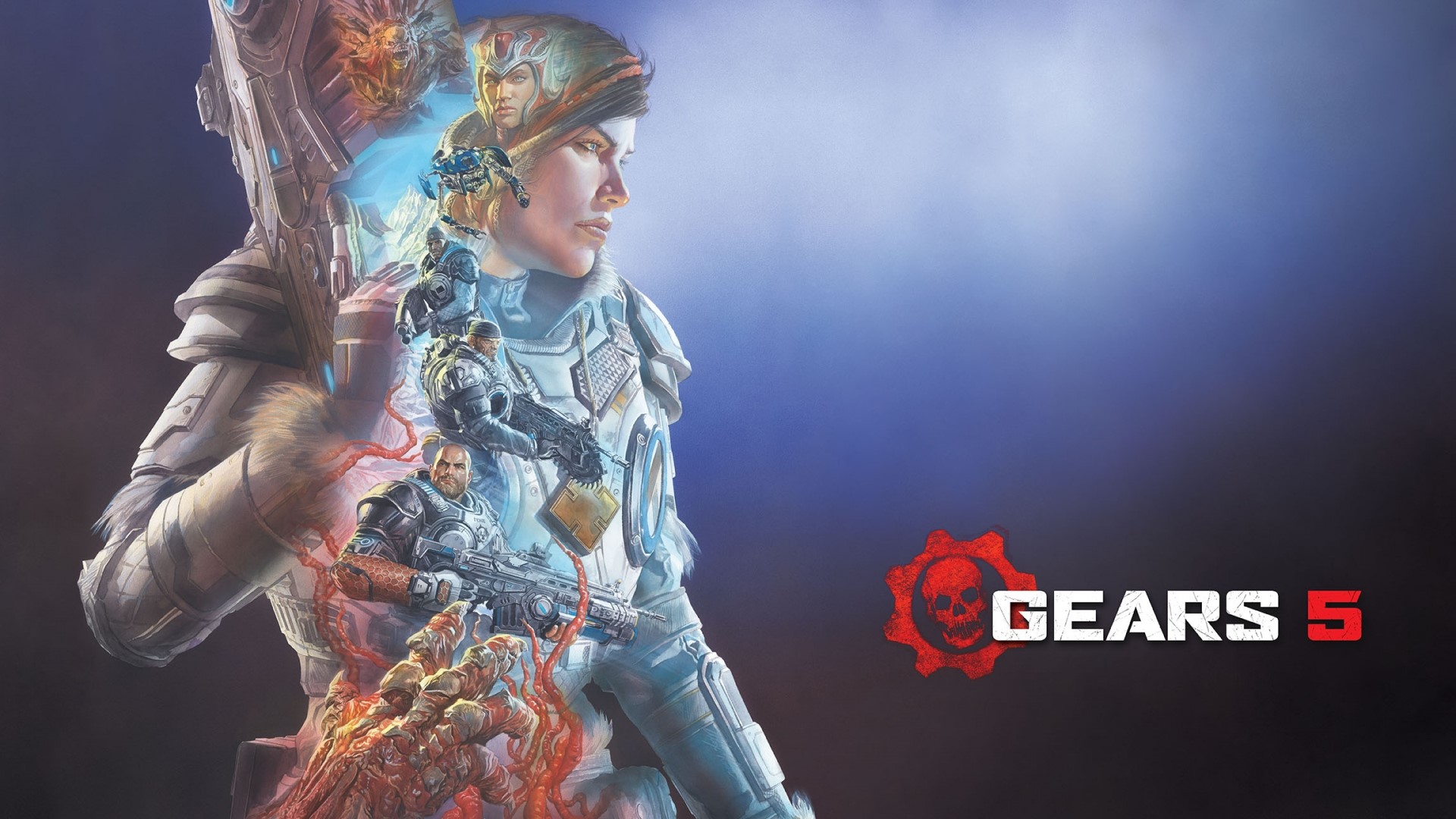 Gears 5 characters and logo HD Wallpaper