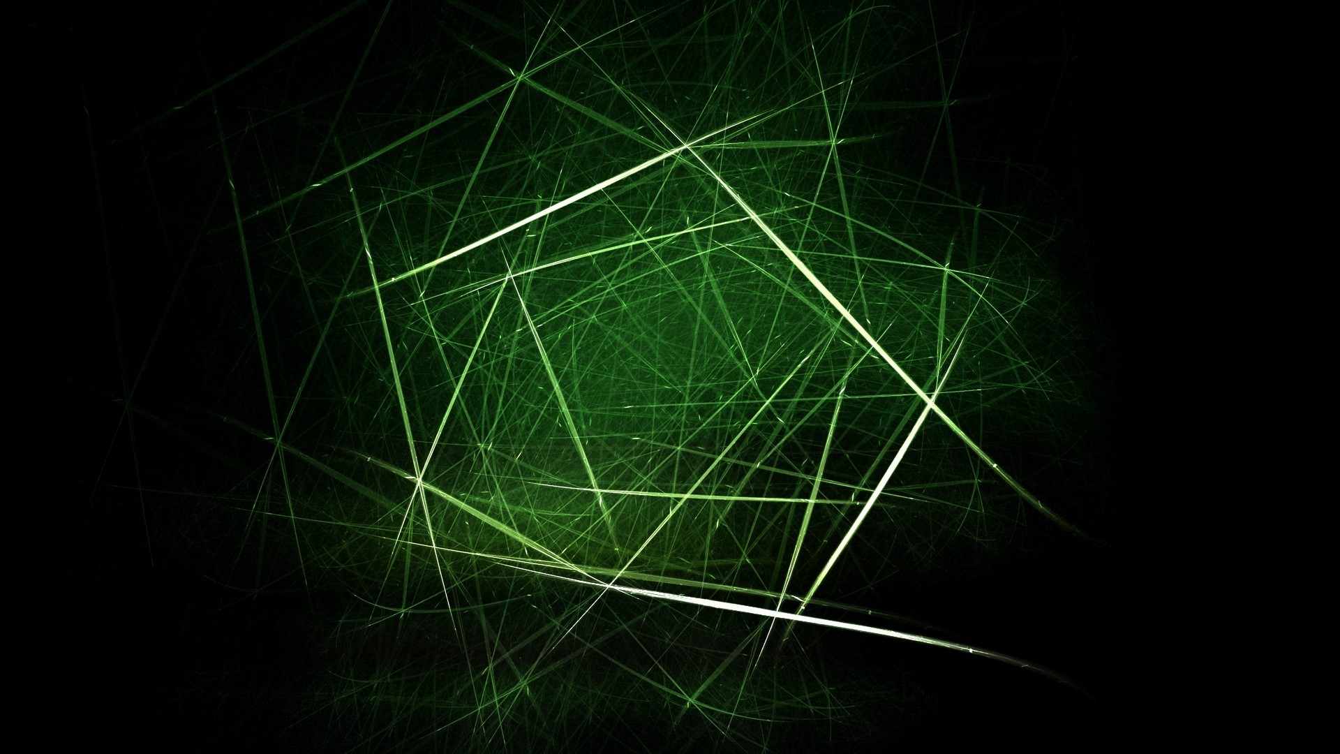 Abstract green lines on black background HD Wallpaper