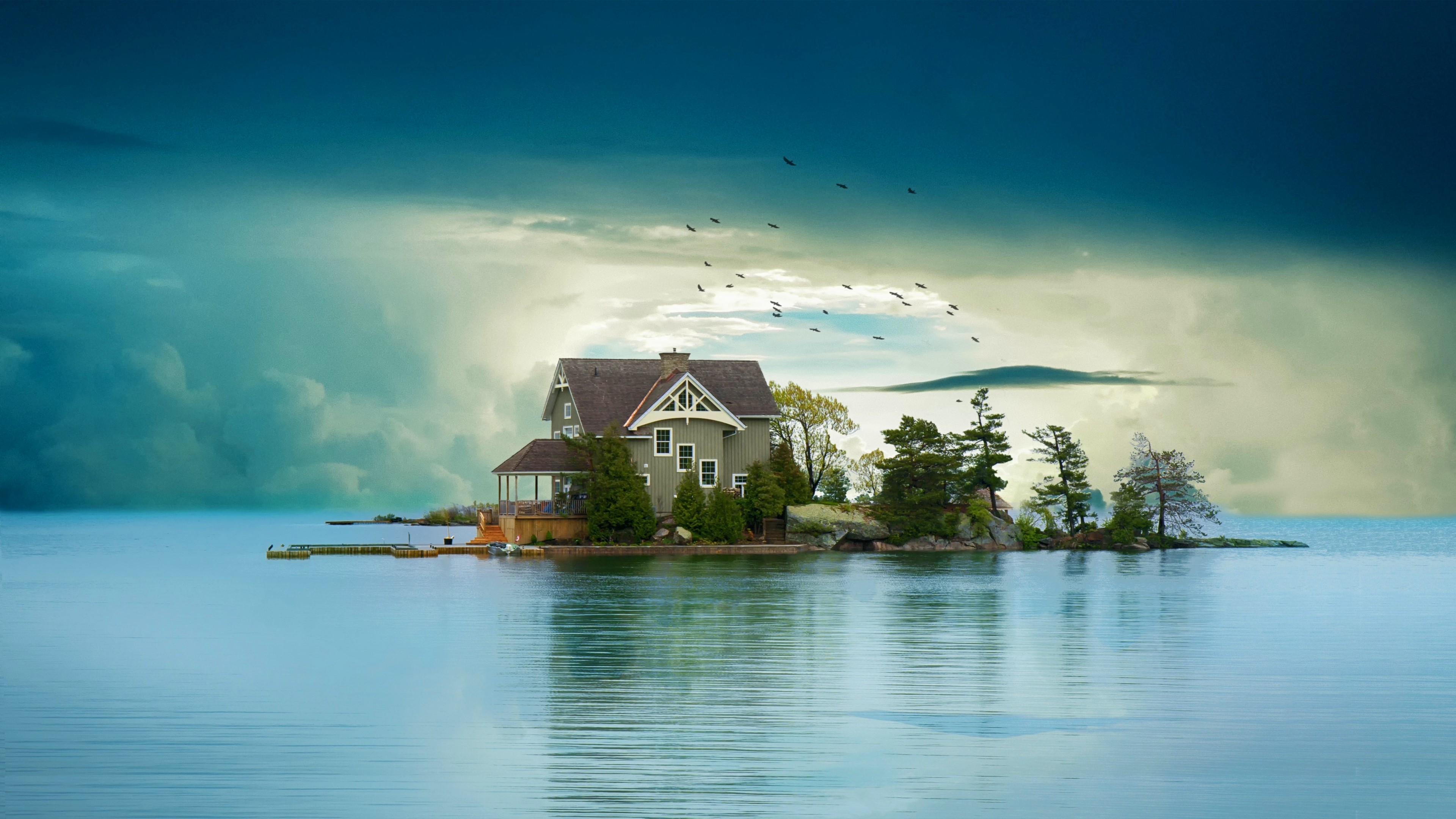 4K Island House HD Wallpaper