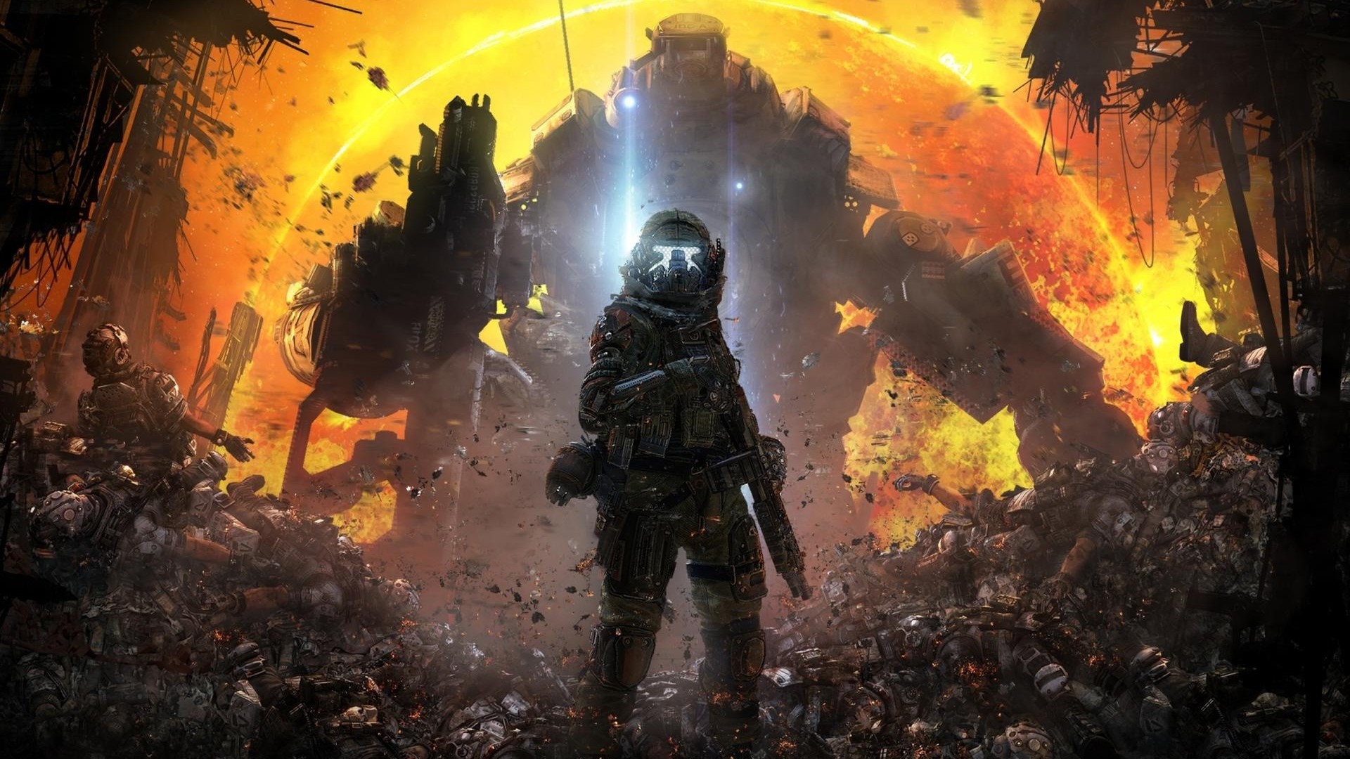 Pilot and Titan in Titanfall HD Wallpaper