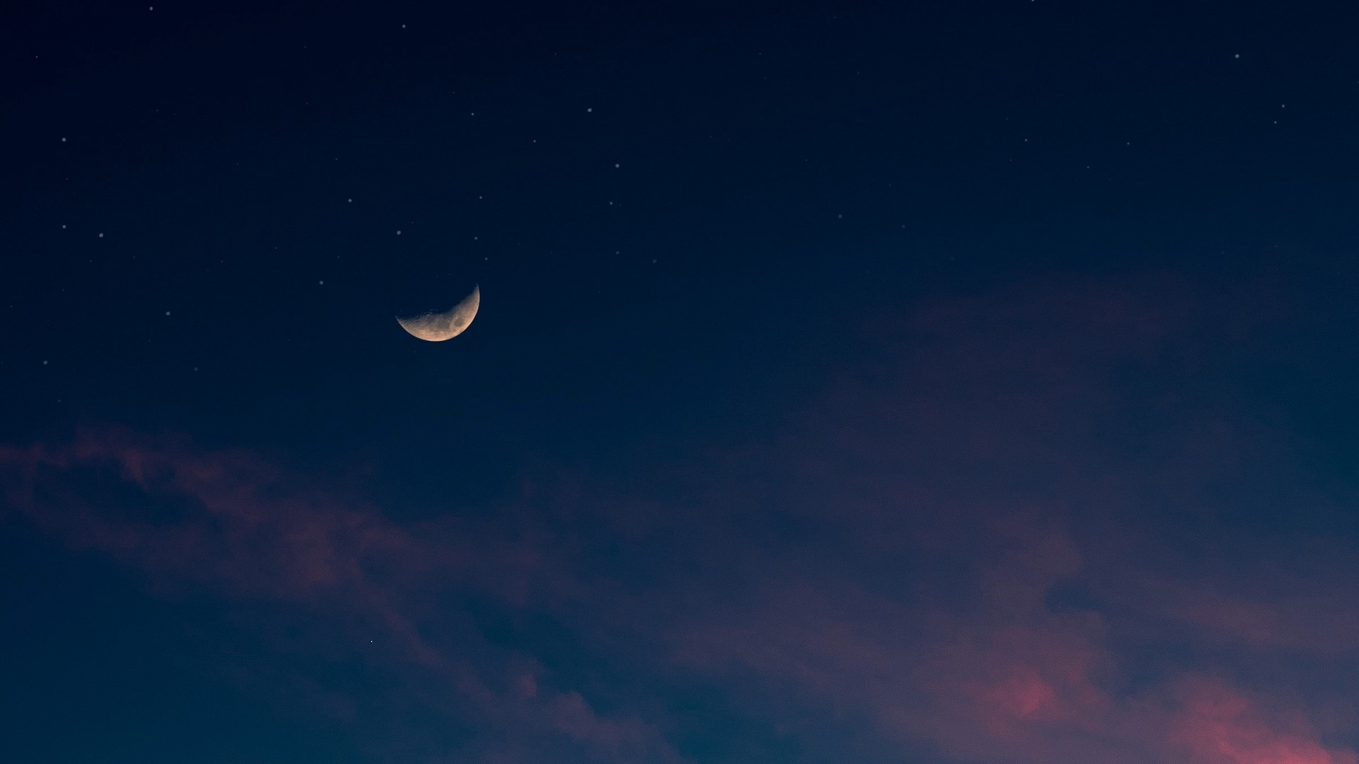 Crescent Moon in a Starry Night Sky HD Wallpaper