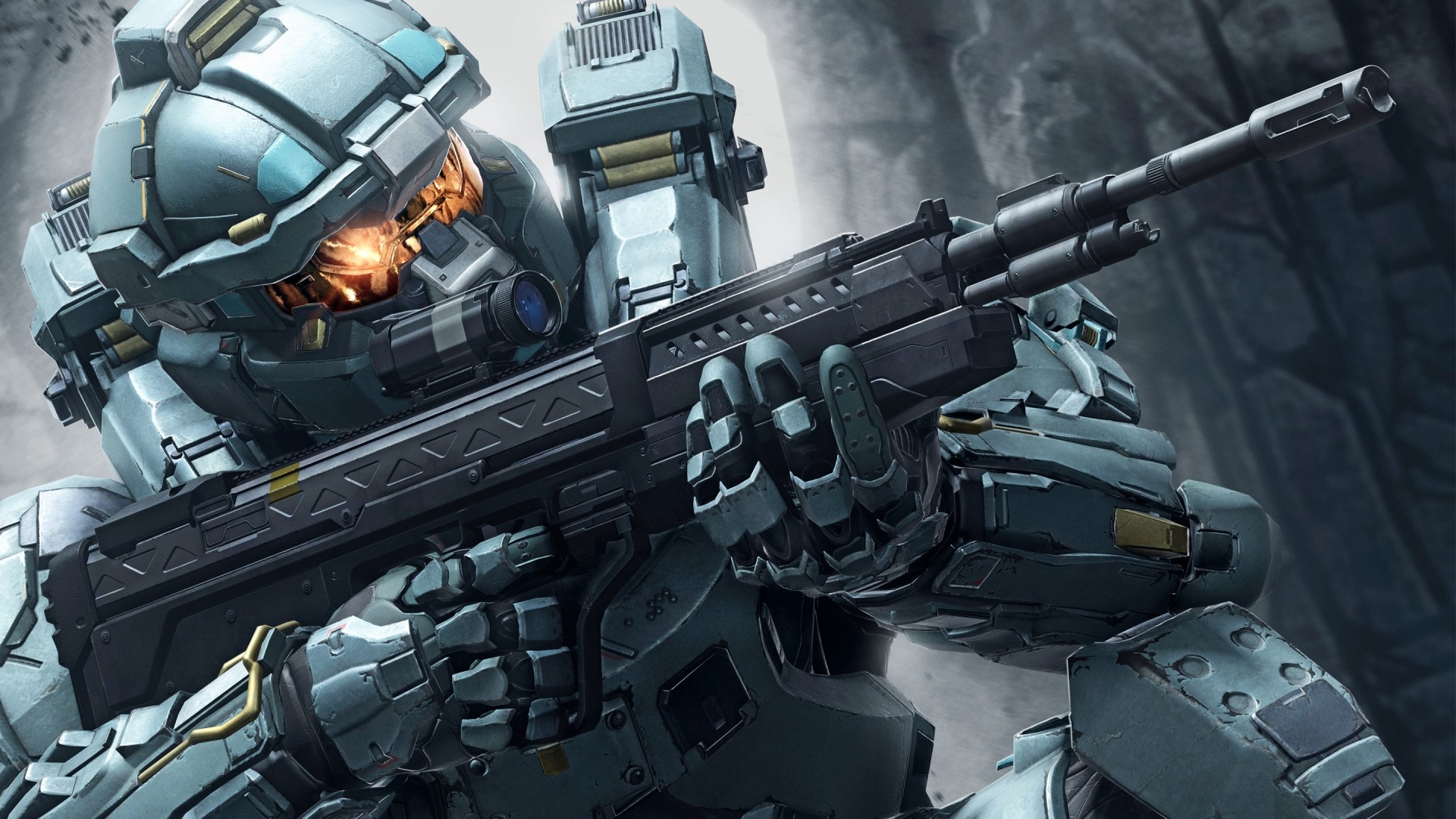 Spartan soldier from Halo holding a rifle HD Wallpaper