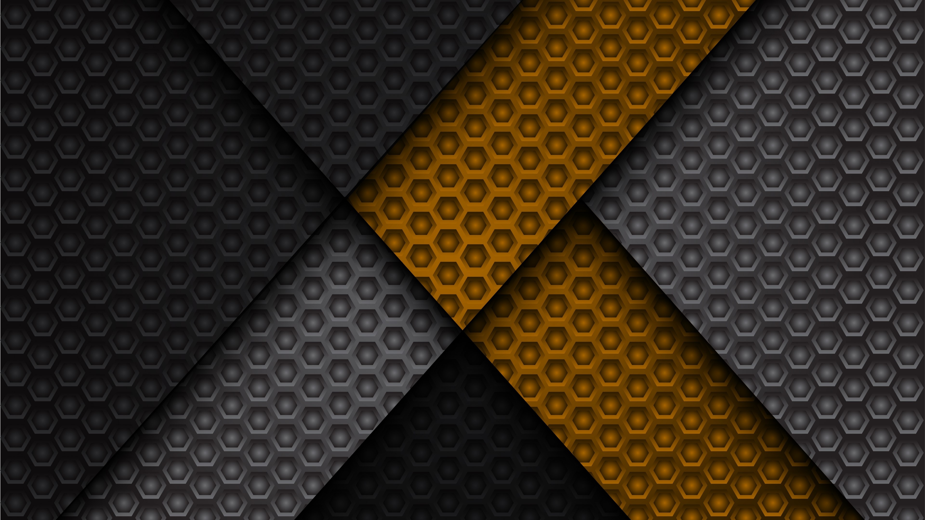 4K Gray and Orange Hexagonal Pattern Abstract HD Wallpaper