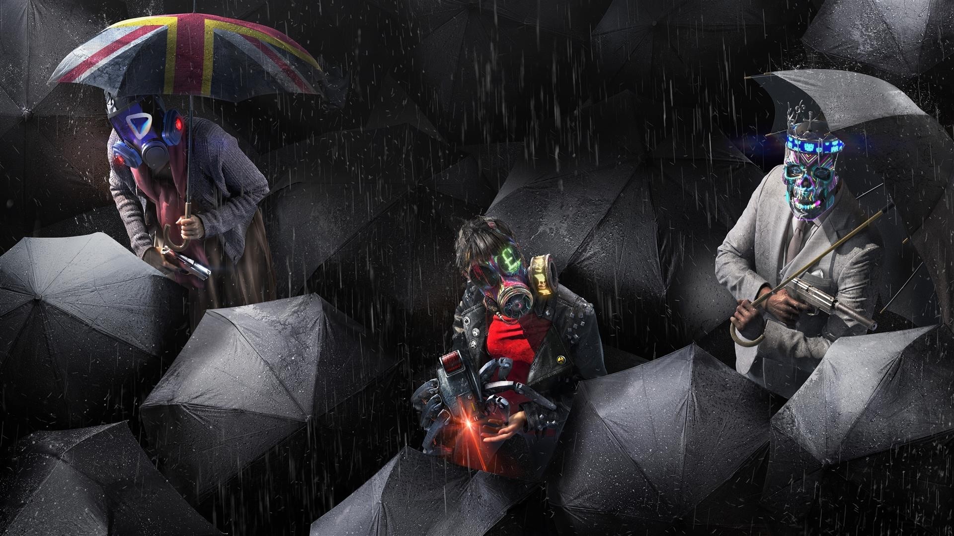Watch Dogs Legion characters in the rain HD Wallpaper