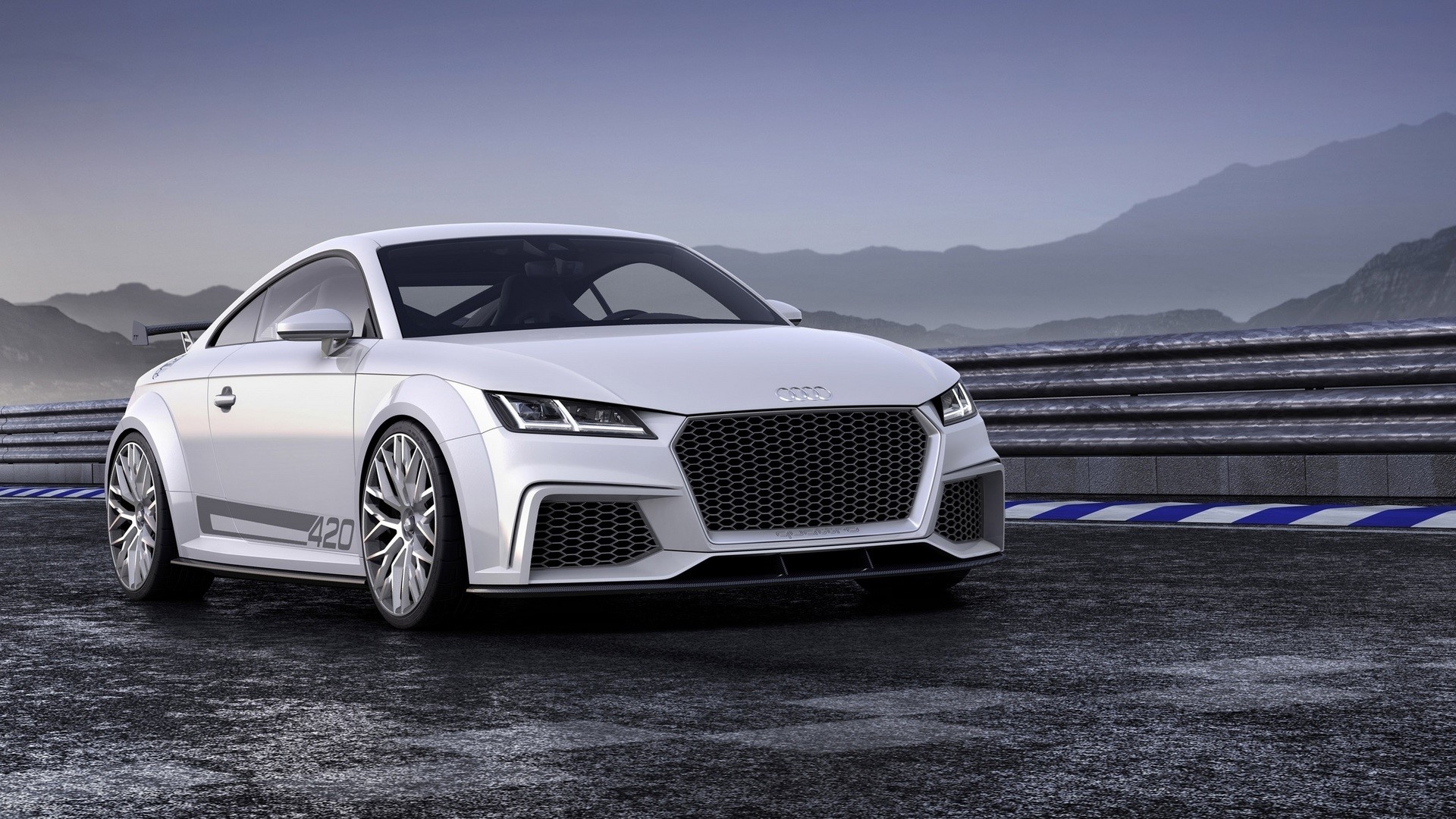 White Audi TT RS 420 on a Racetrack HD Wallpaper