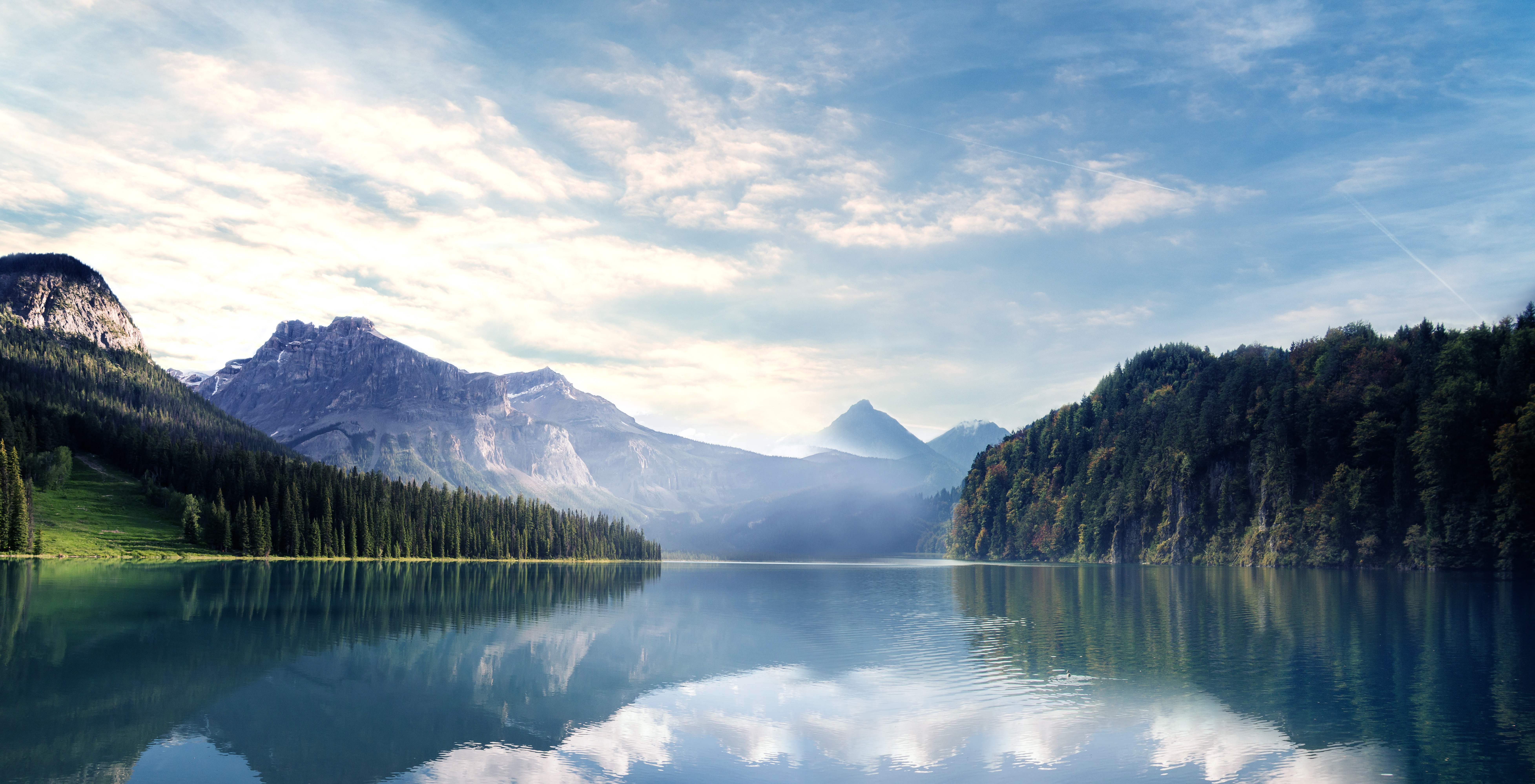 Mountains and Forest Reflected in a Lake HD Wallpaper