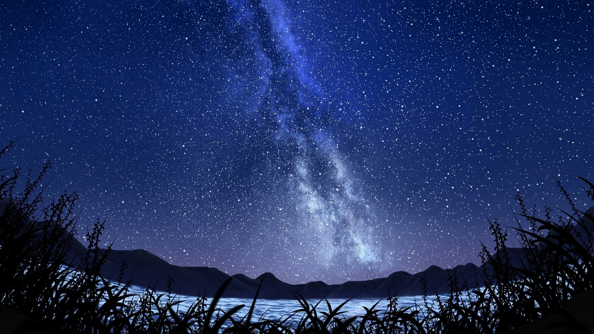 Milky Way over a lake and mountains HD Wallpaper