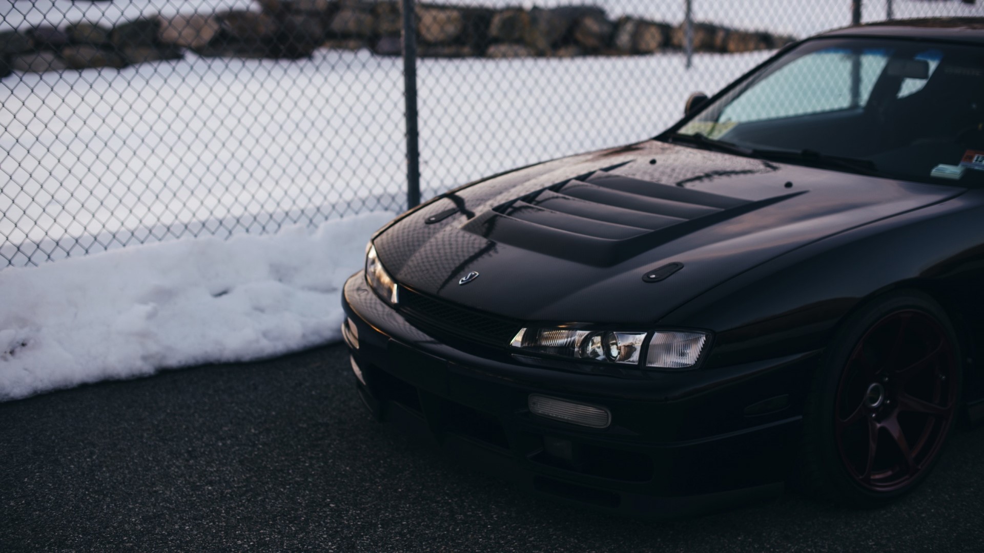Black Nissan Silvia S14 with custom hood HD Wallpaper