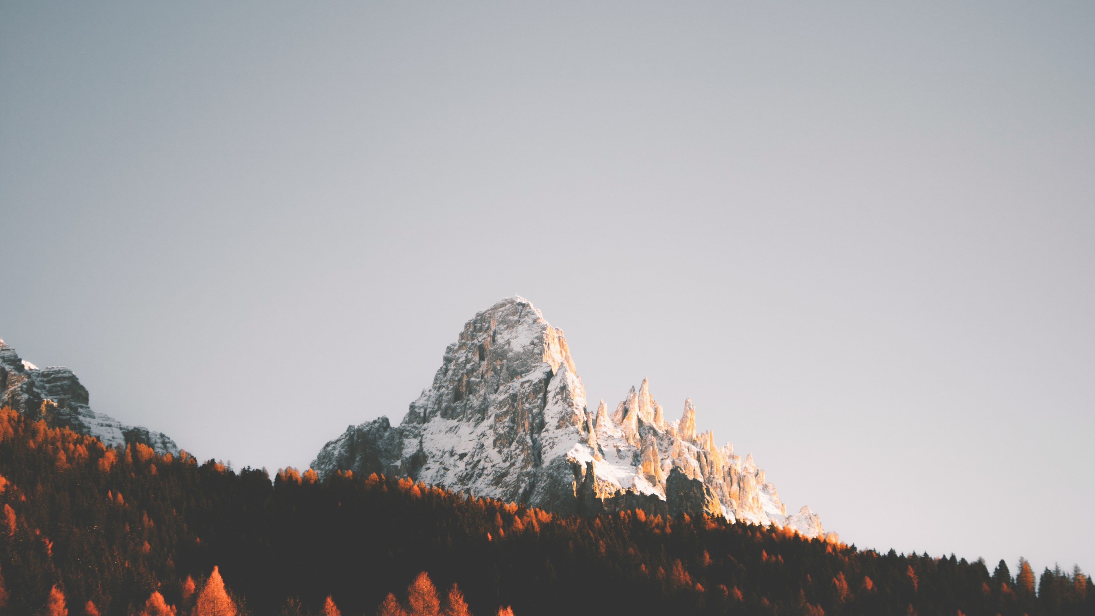 4K Mountains with Autumn Trees HD Wallpaper