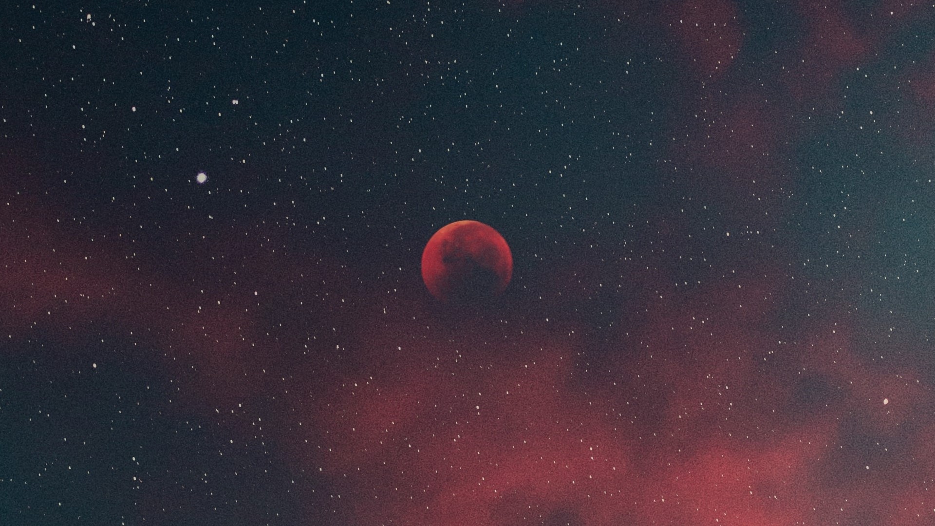 Red Moon in a Starry Sky HD Wallpaper