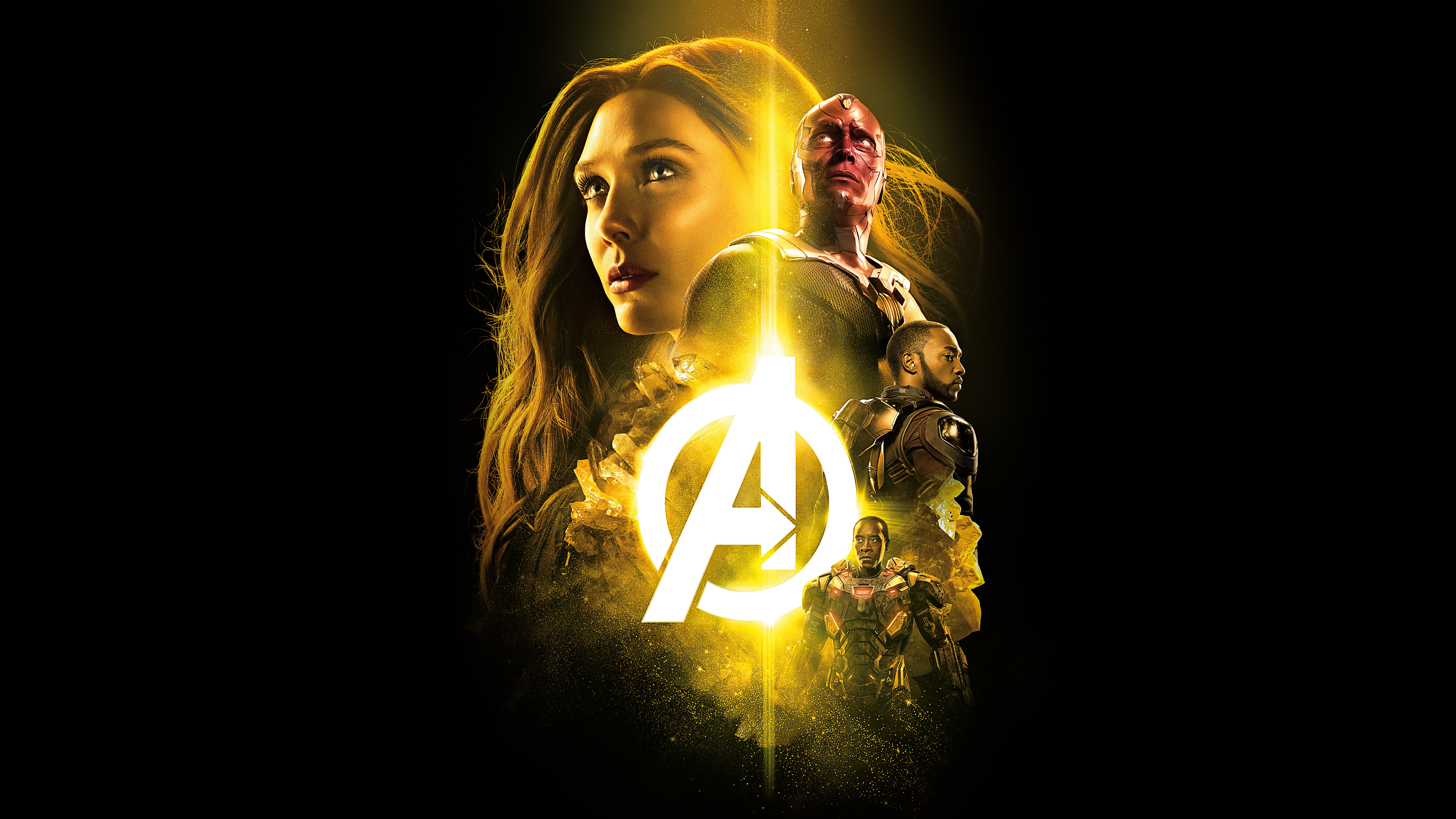 Scarlet Witch, Vision, Falcon, and War Machine from Avengers: Infinity War 4K HD Wallpaper