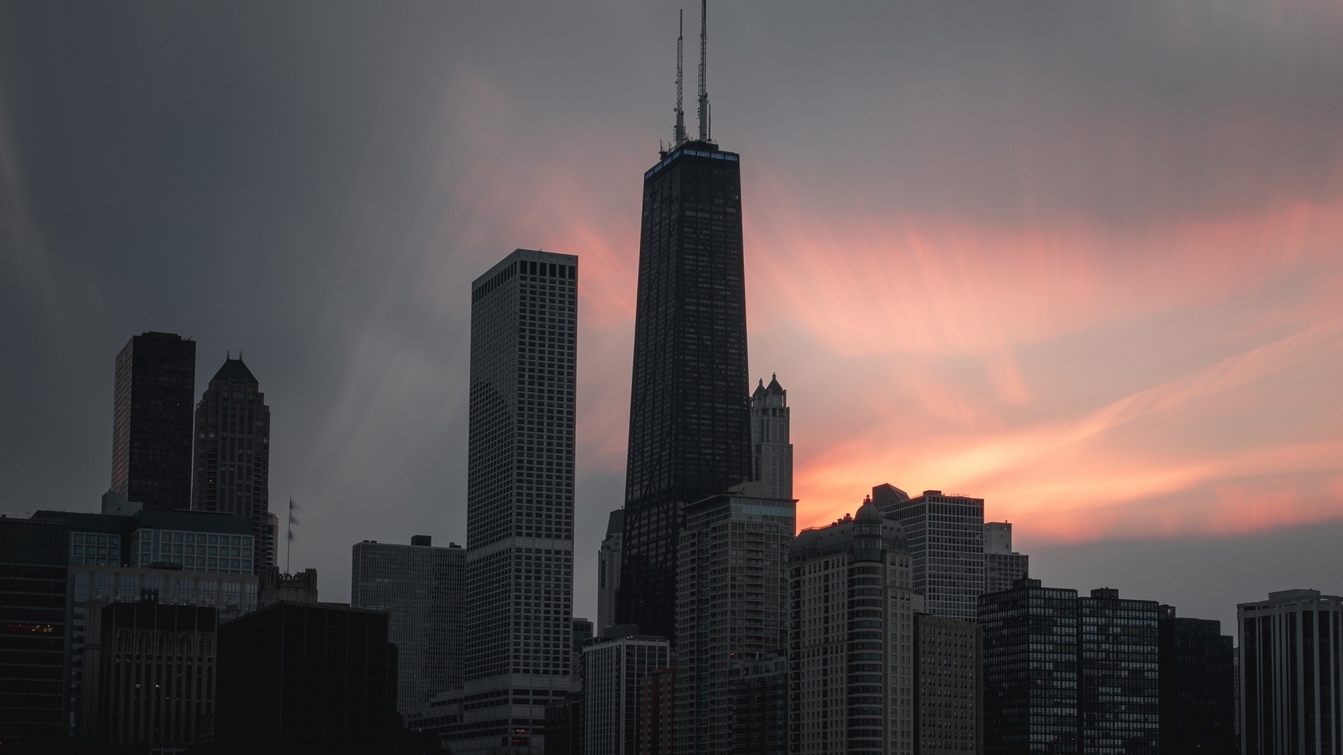 Chicago Skyscrapers at Sunset HD Wallpaper