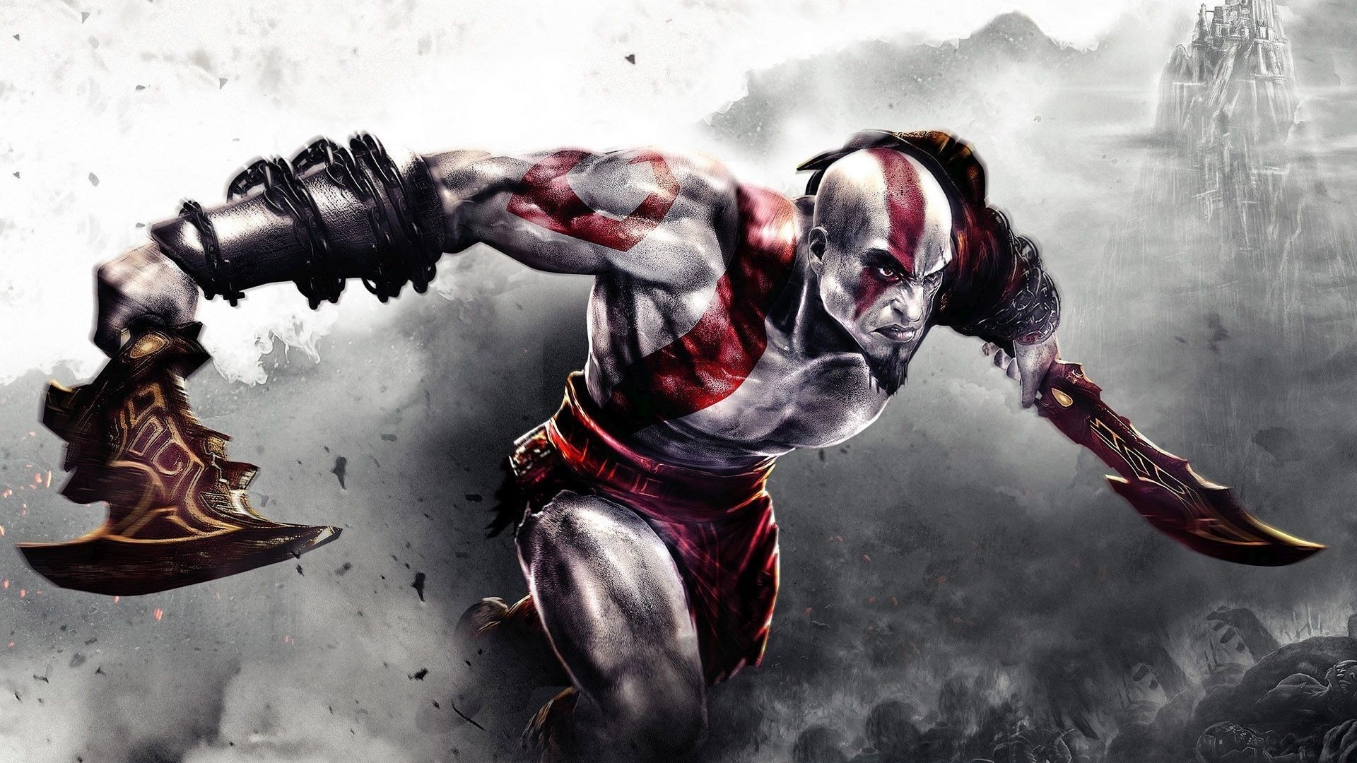 Kratos from God of War with Blades of Chaos HD Wallpaper