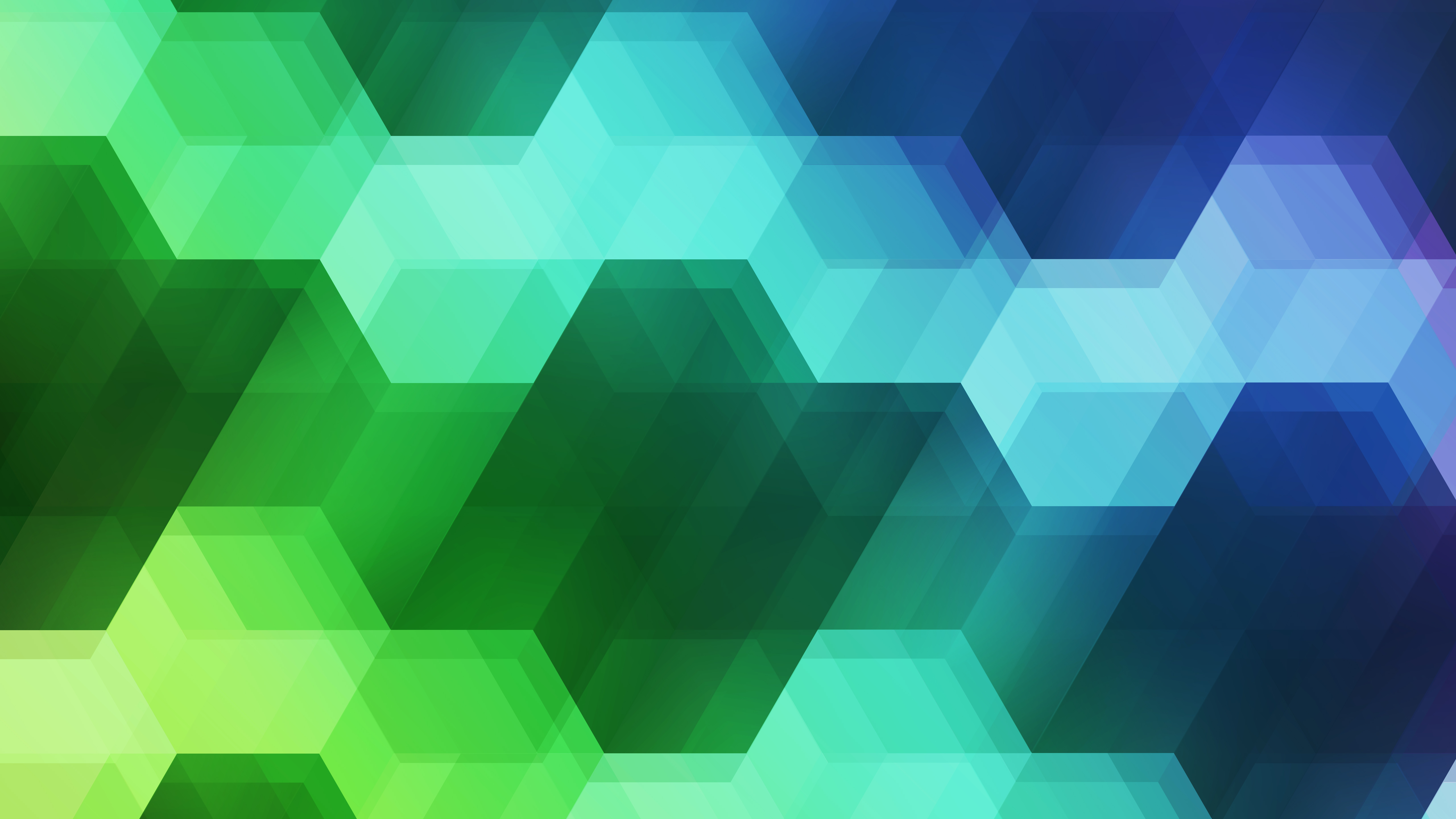 Abstract Hexagonal Pattern with Green and Blue Gradient HD Wallpaper