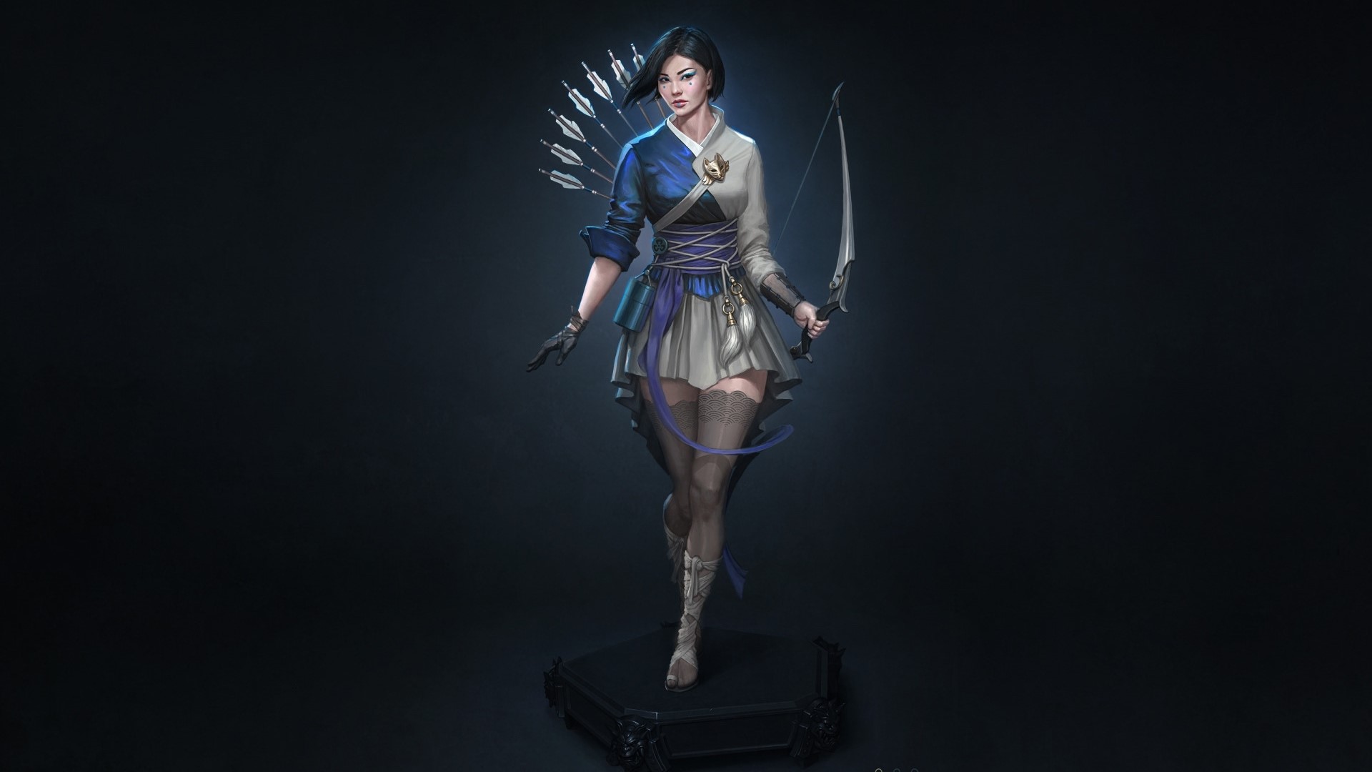 Woman warrior with bow and arrows HD Wallpaper