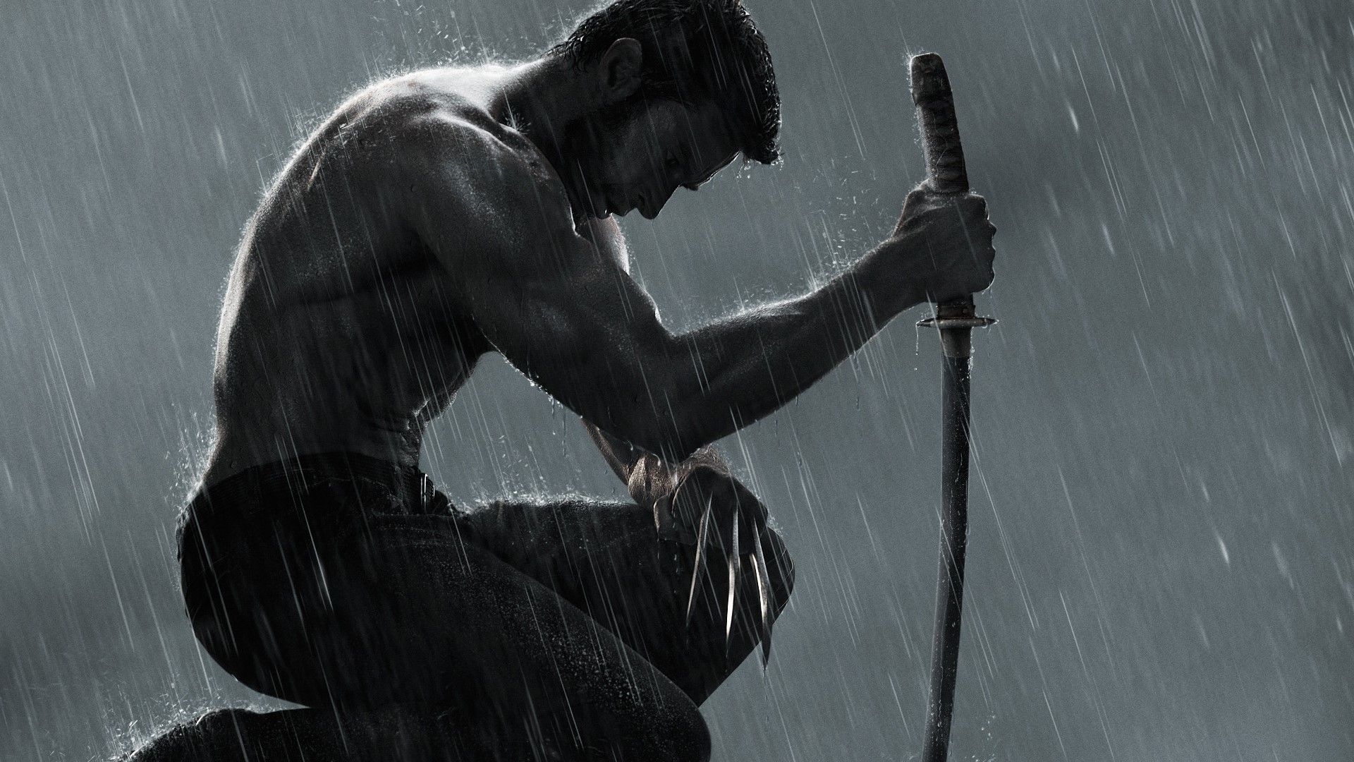 Wolverine from X-Men in the rain HD Wallpaper
