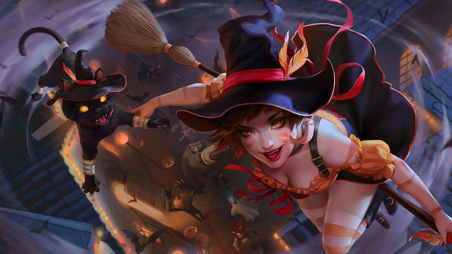 Witch and Black Cat from League of Legends HD Wallpaper