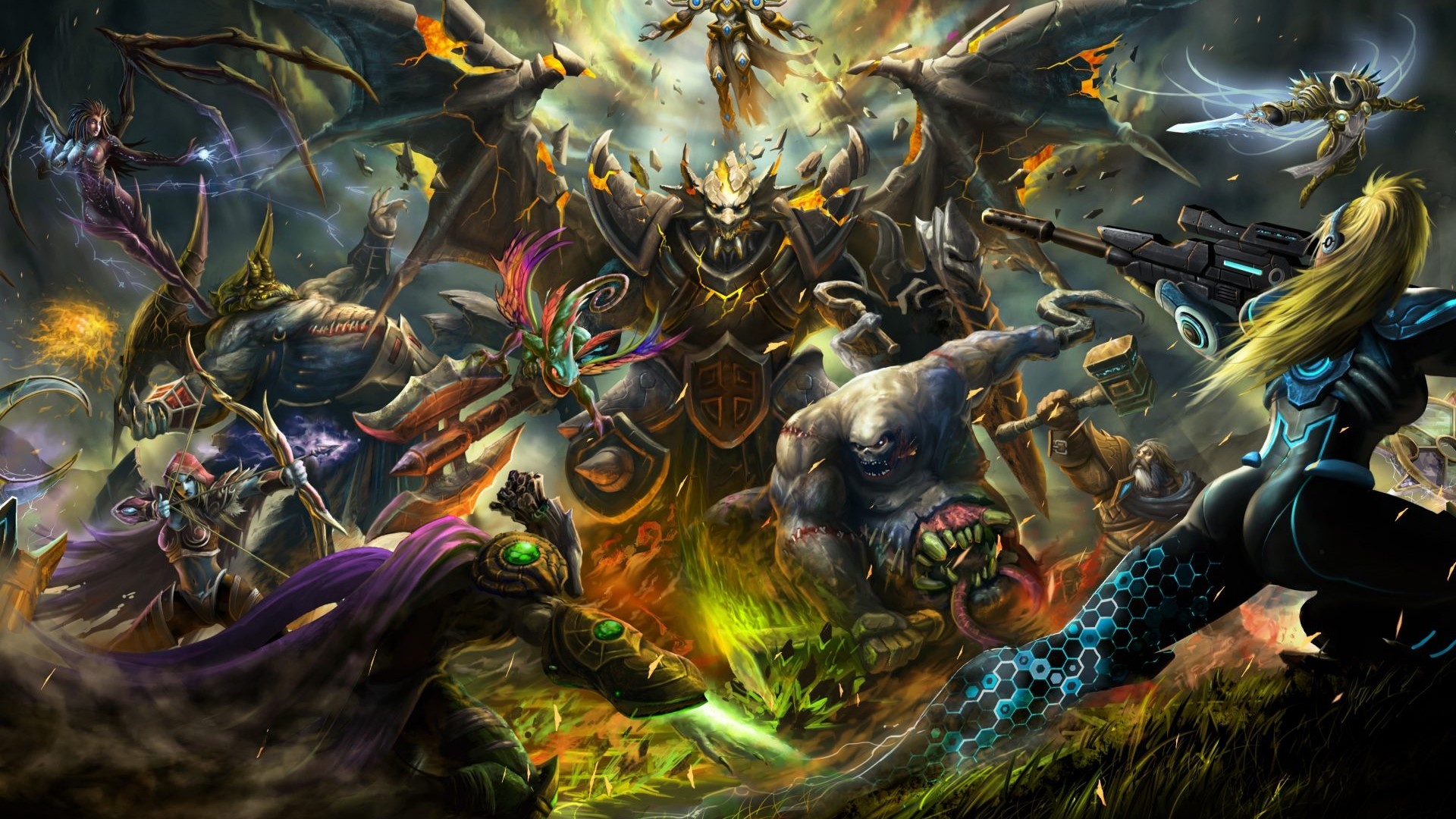 Heroes of the Storm characters in battle HD Wallpaper