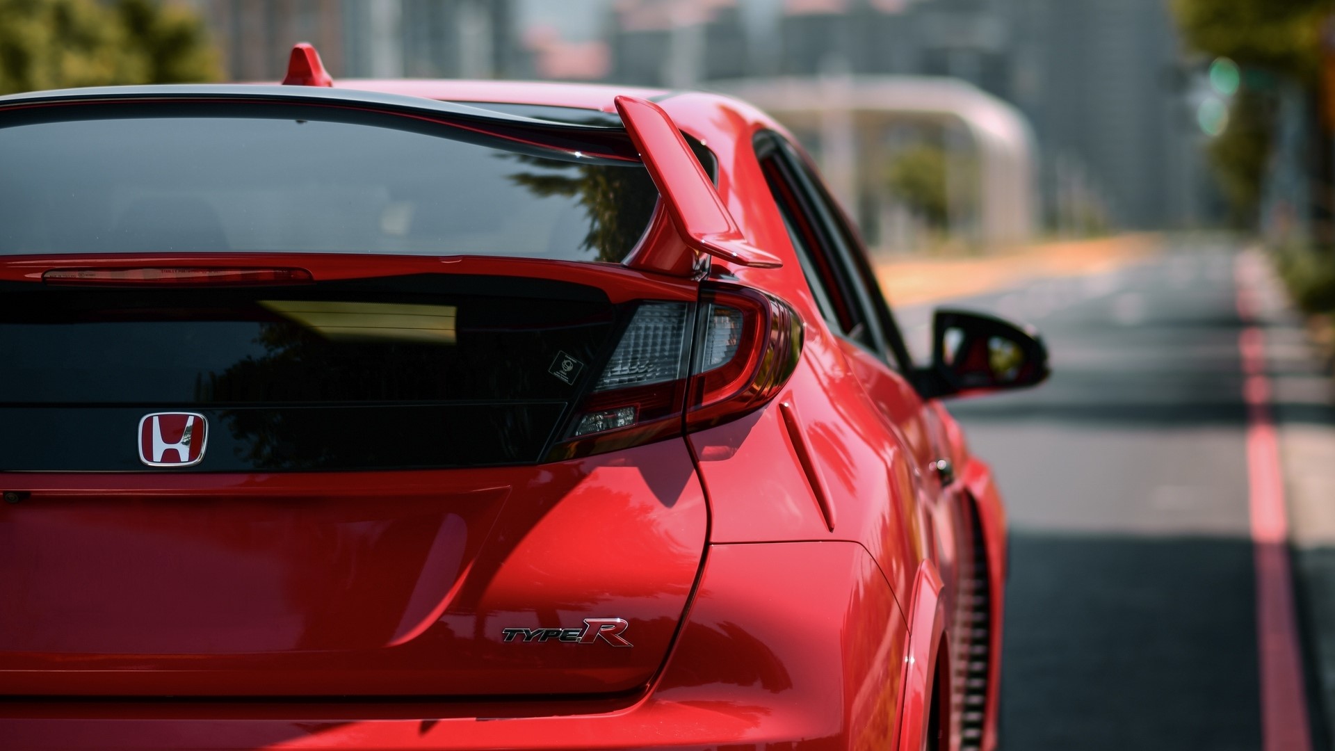 Red Honda FK2 Type R rear view HD Wallpaper