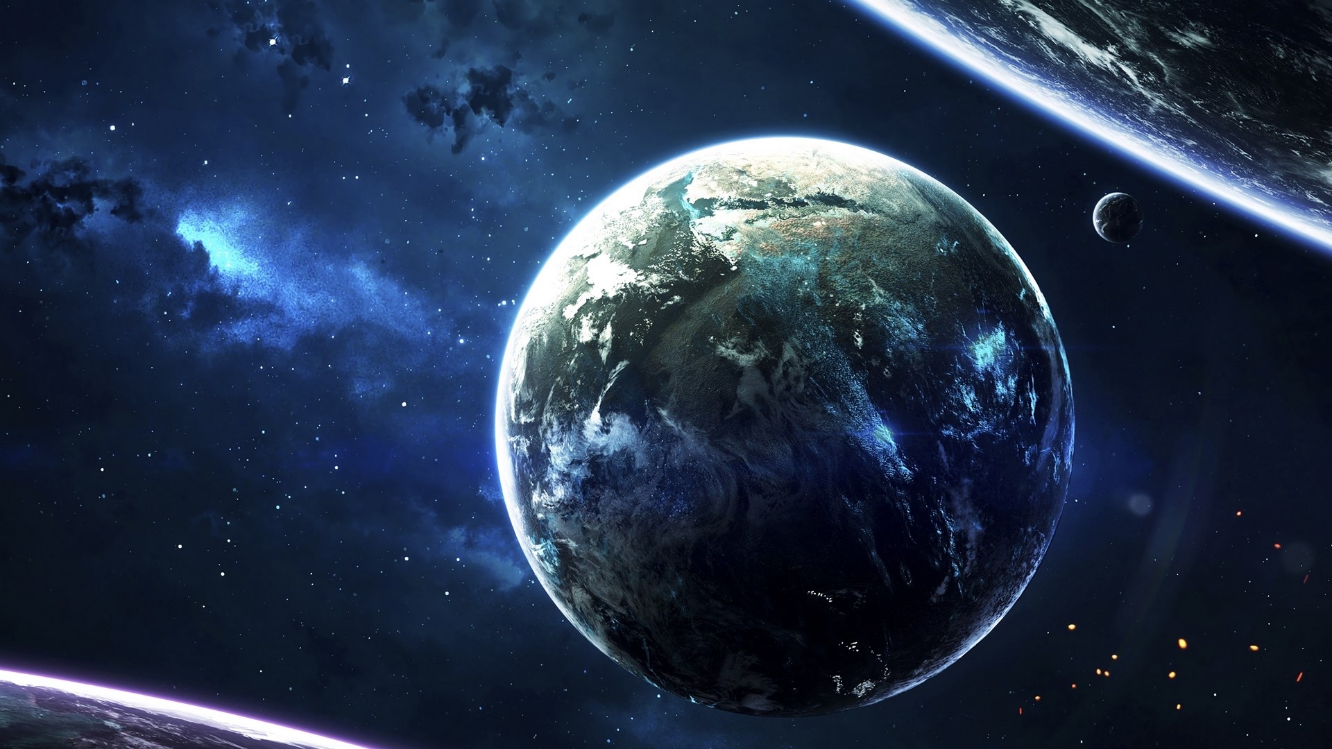 Planets in deep space with nebulae HD Wallpaper