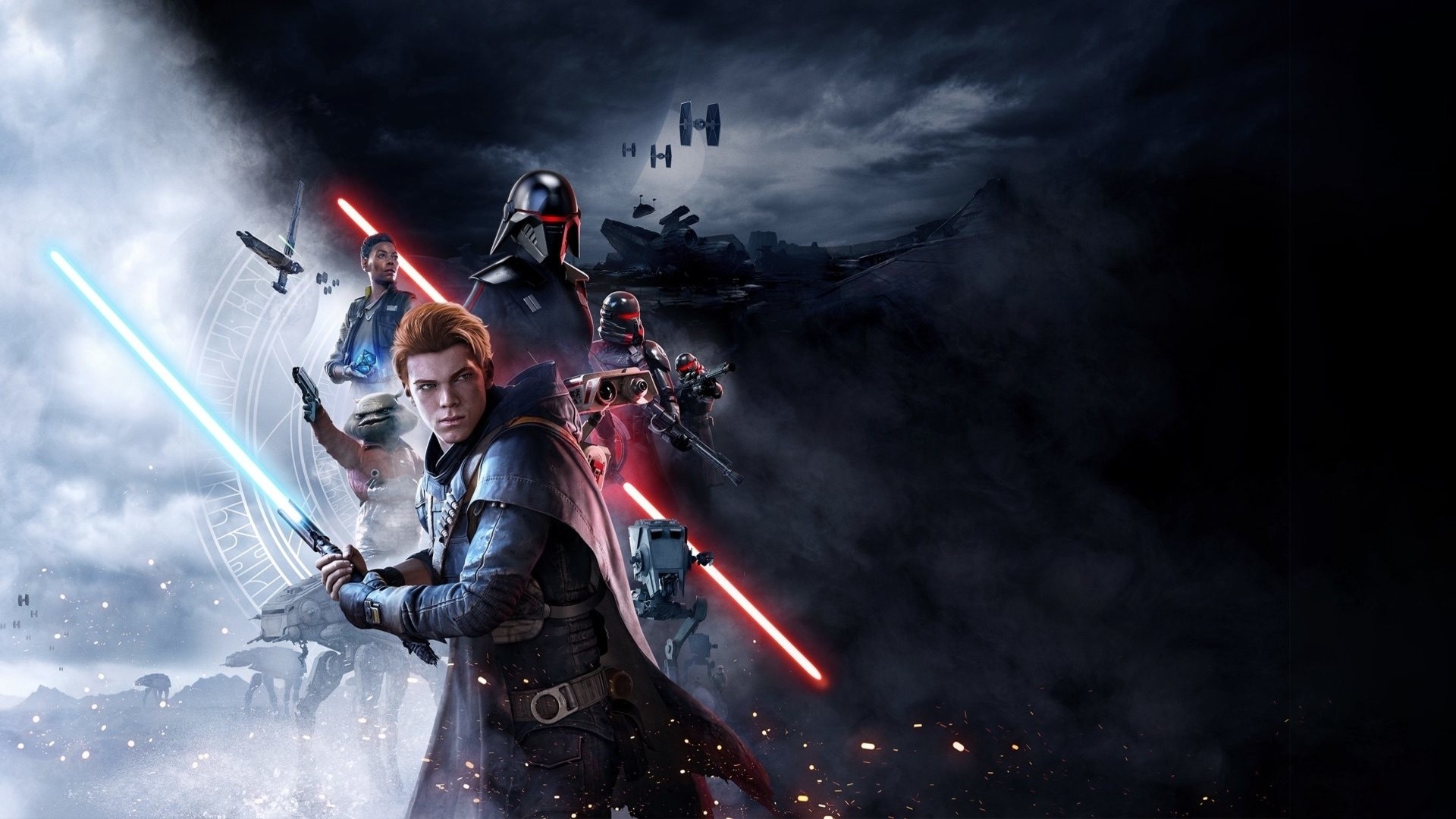 Star Wars Jedi: Fallen Order characters with lightsabers HD Wallpaper